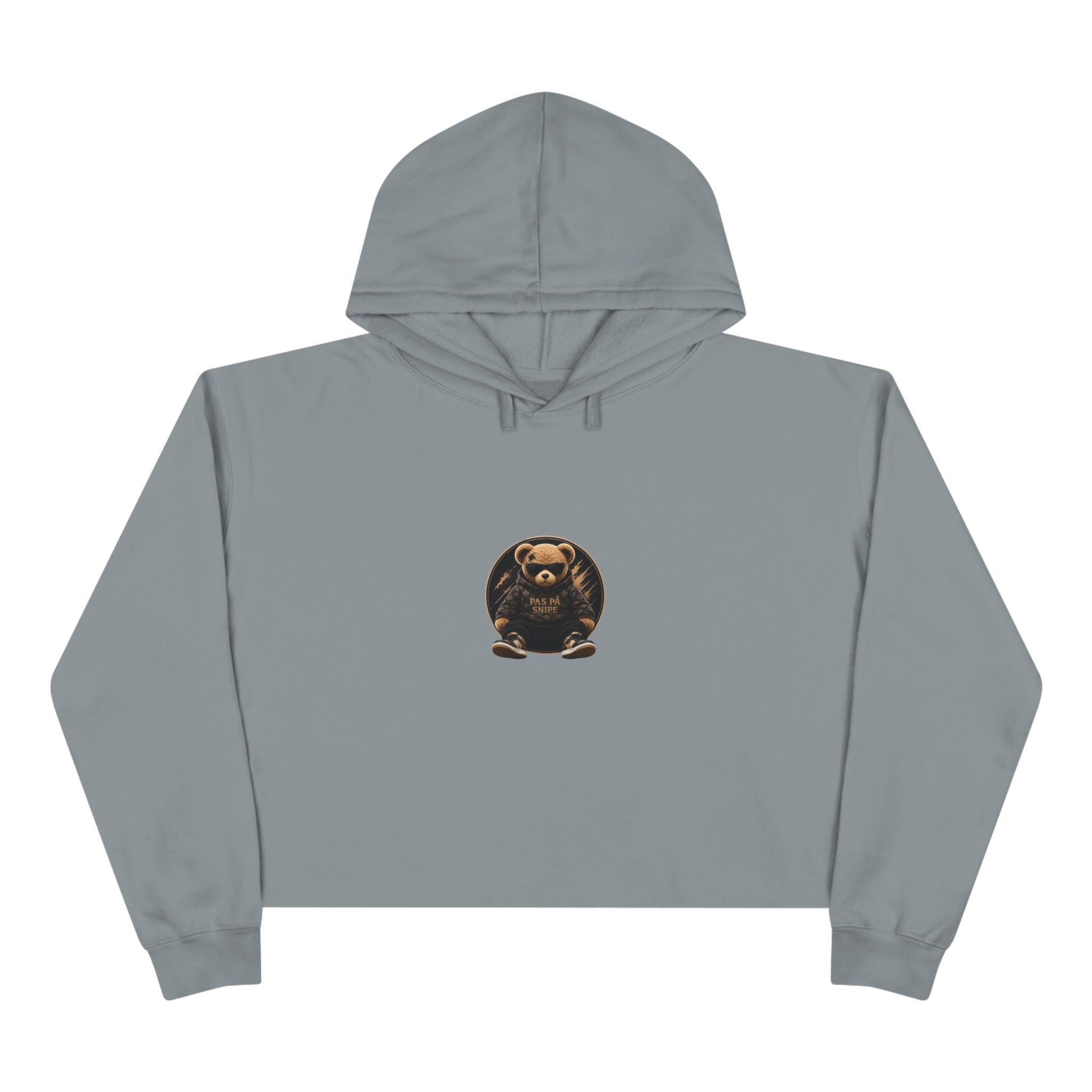 Teddy Bear Crop Hoodie — 'Kiss Me I'm Yours' Cute Graphic Cropped Hoodie