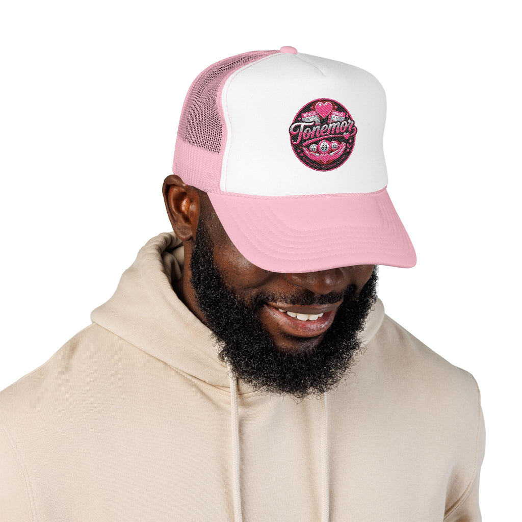 Foam Trucker Hat — Pink Glitter "Tenerme" Heart Patch Cap