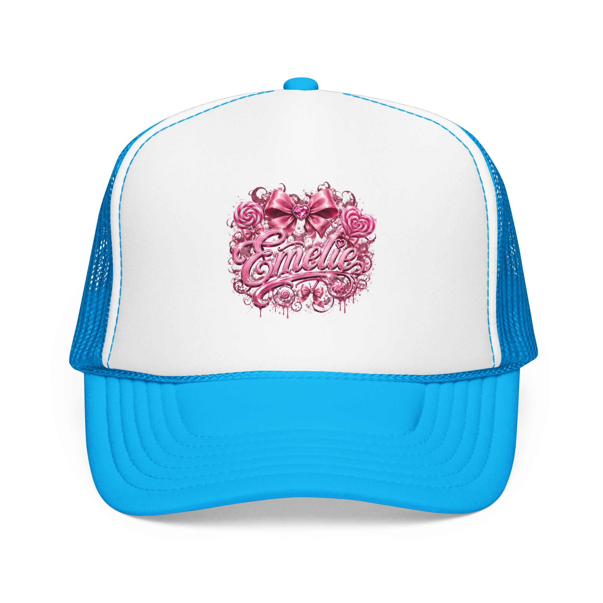 Trucker Hat — Pink Floral 'Enele' Bow Logo