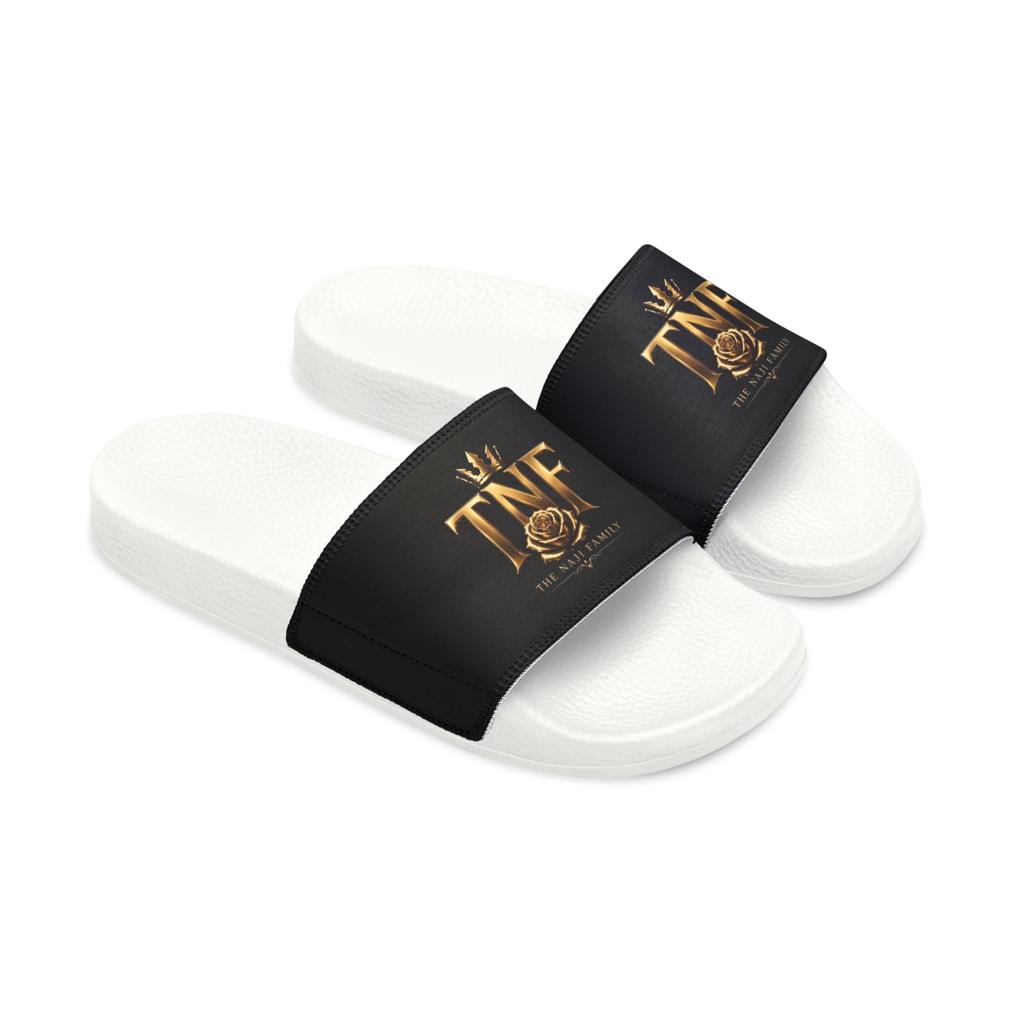 Slide Sandals — Black Gold Logo Removable-Strap Slides