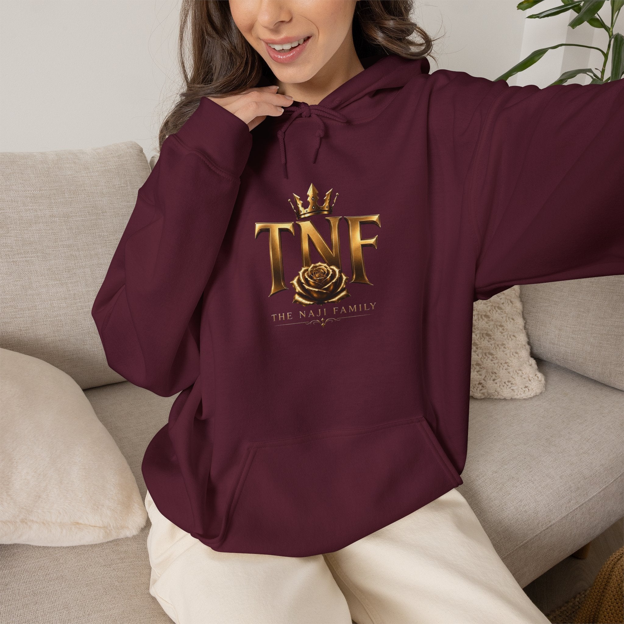 TNF Gold Rose Hoodie — Elegant Crown Logo Pullover
