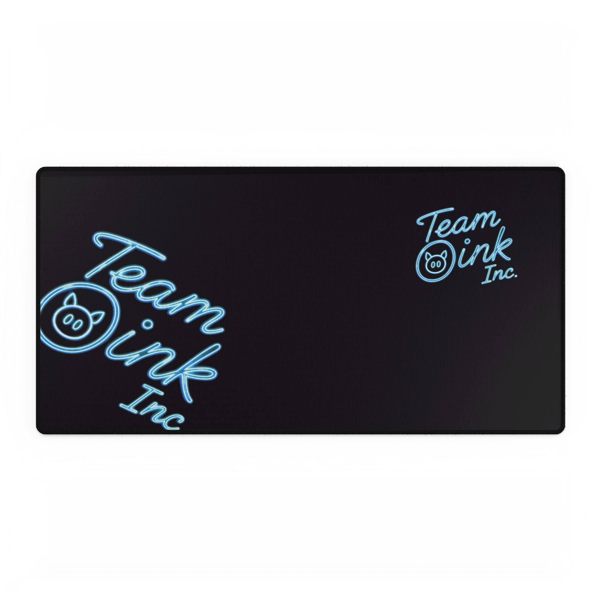 Team Oink Inc. Neon Logo Desk Mat — Large Gaming/Work Mousepad