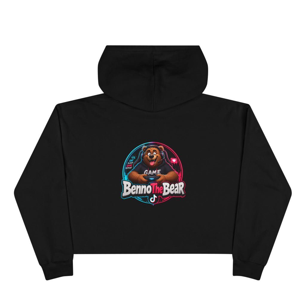 Benno The Bear Crop Hoodie — Cute Gamer Bear Logo Cropped Hoodie