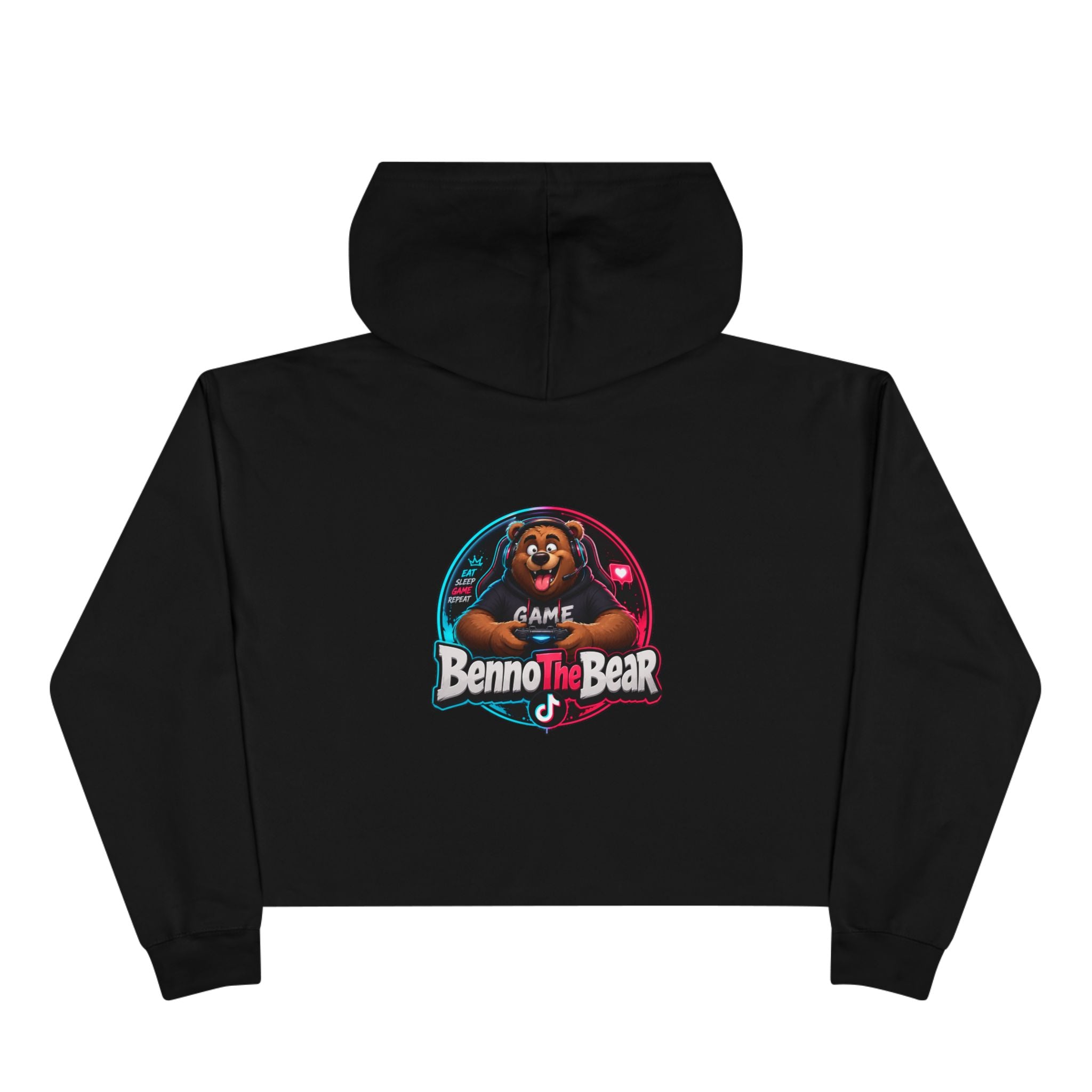 Benno The Bear Crop Hoodie — Cute Gamer Bear Logo Cropped Hoodie