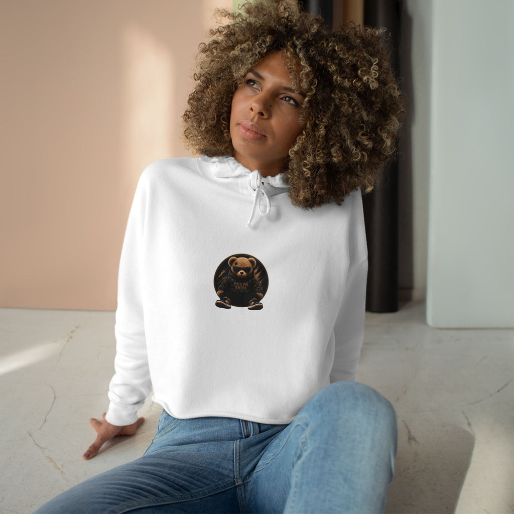 Teddy Bear Crop Hoodie — 'Kiss Me I'm Yours' Cute Graphic Cropped Hoodie