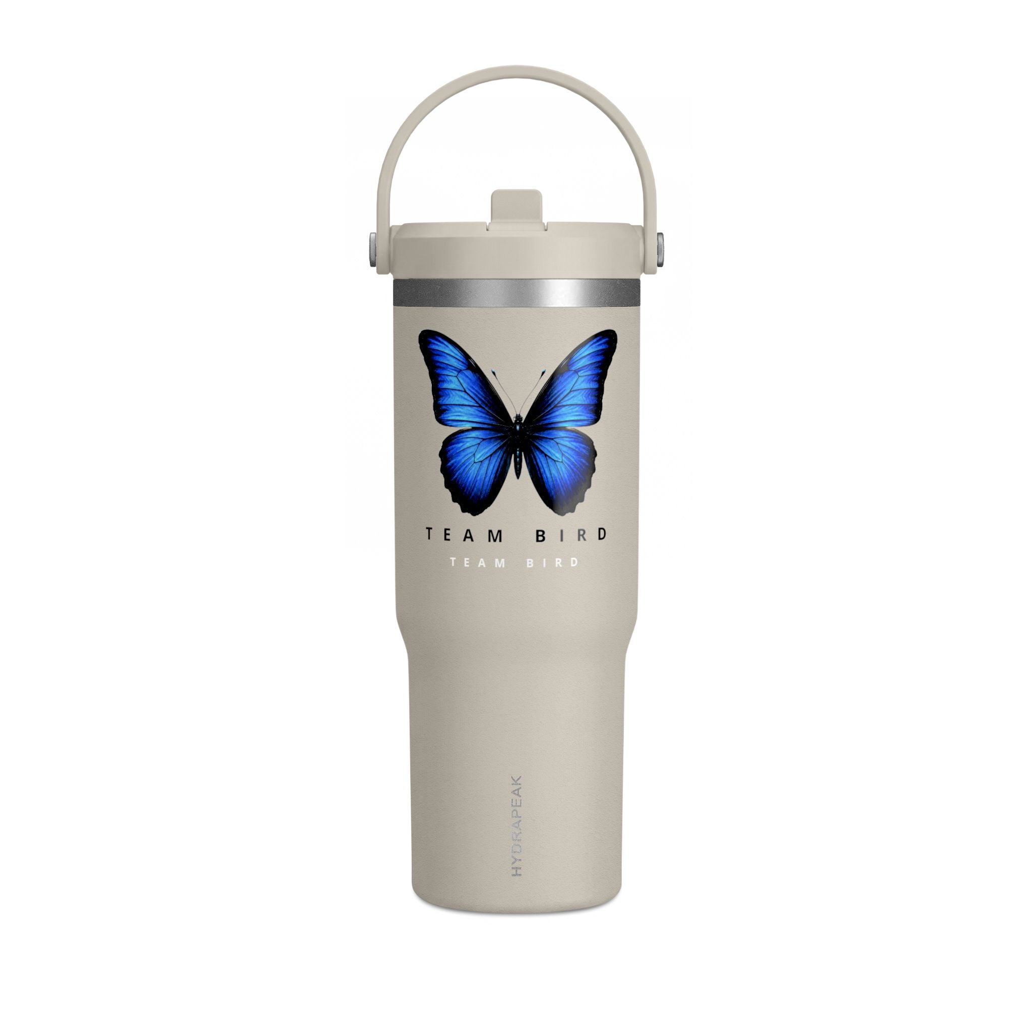 Butterfly Nomad Tumbler 32oz — Insulated Travel Mug with Blue Monarch Design