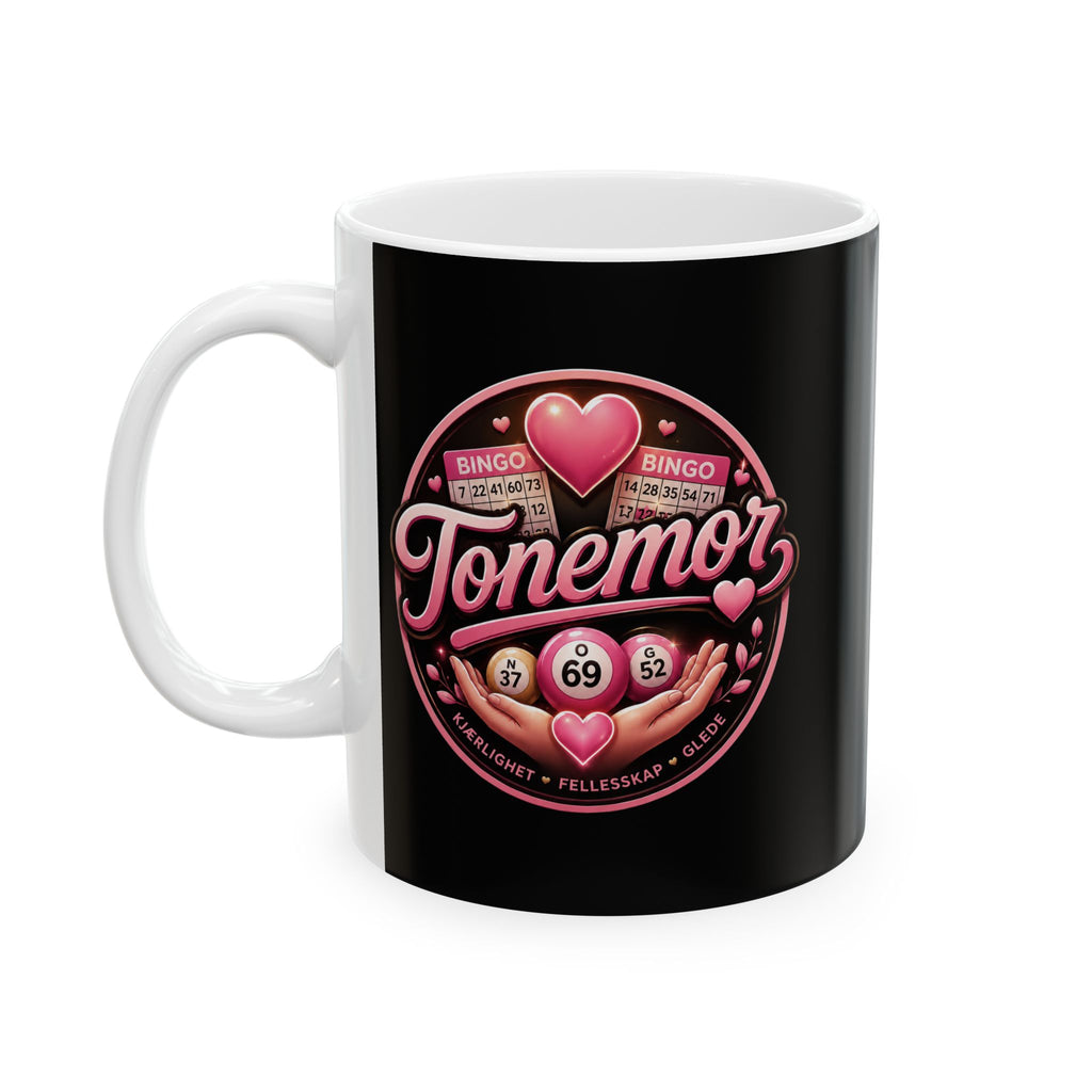 Bingo Tonemor Ceramic Mug — Pink Heart Bingo Lover Gift (11oz/15oz)