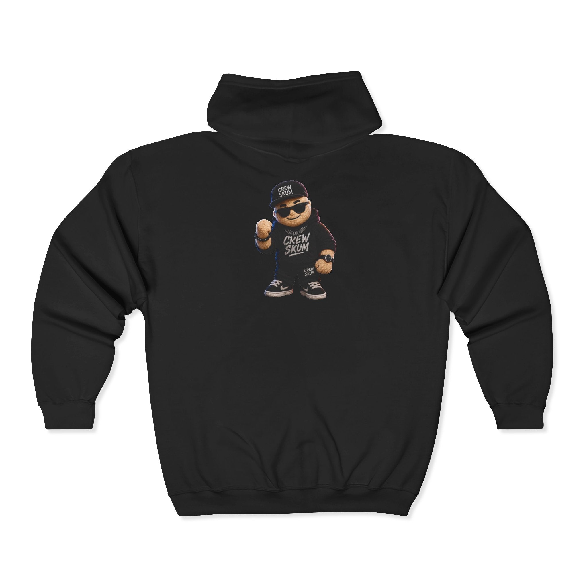Hip-Hop Character Zip Hoodie — Cool Kid Graphic Full-Zip Sweatshirt