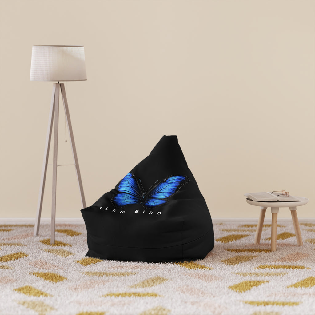 Blue Butterfly Bean Bag Cover — 'Team Bird' Accent Lounger