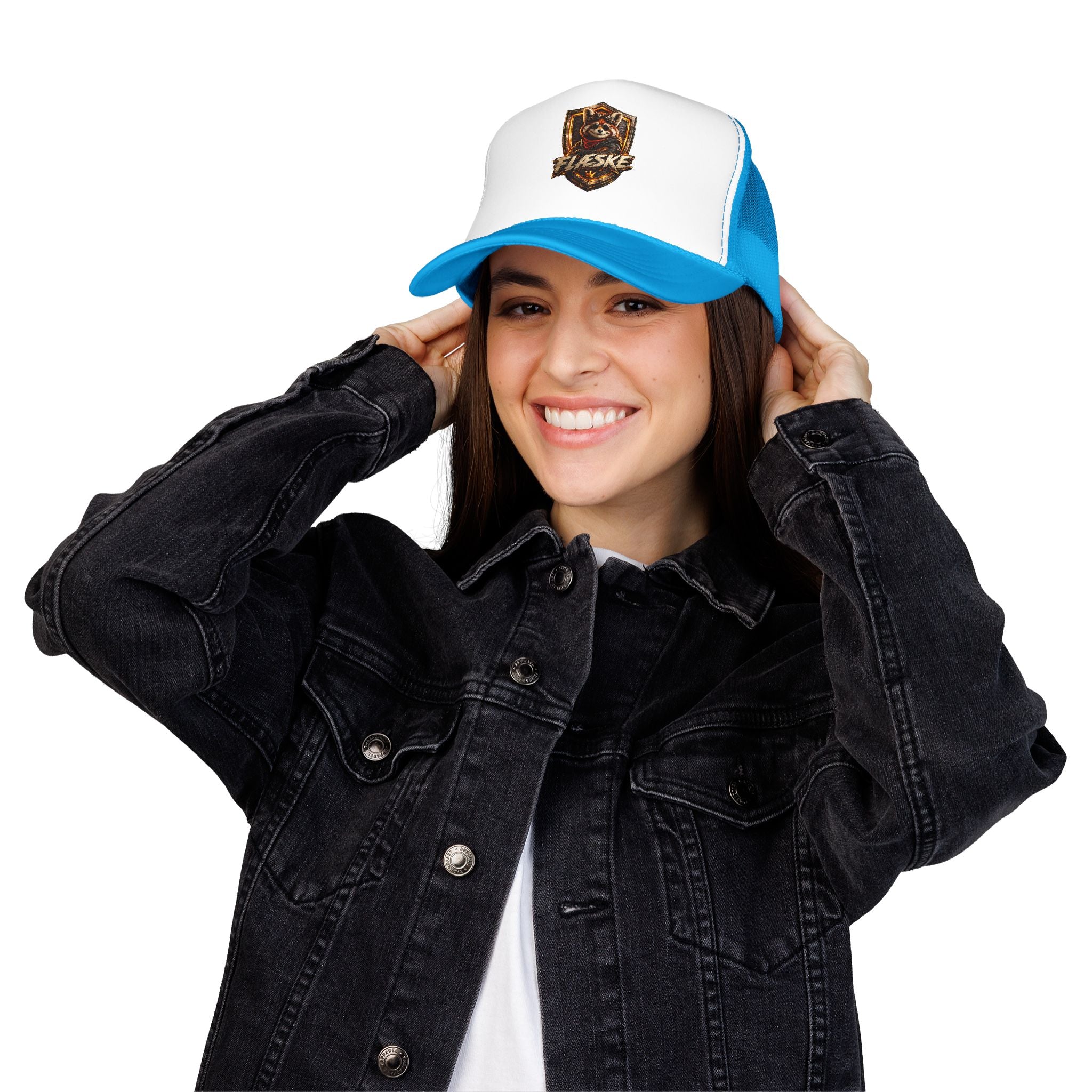 Ember Raccoon Shield Trucker Hat