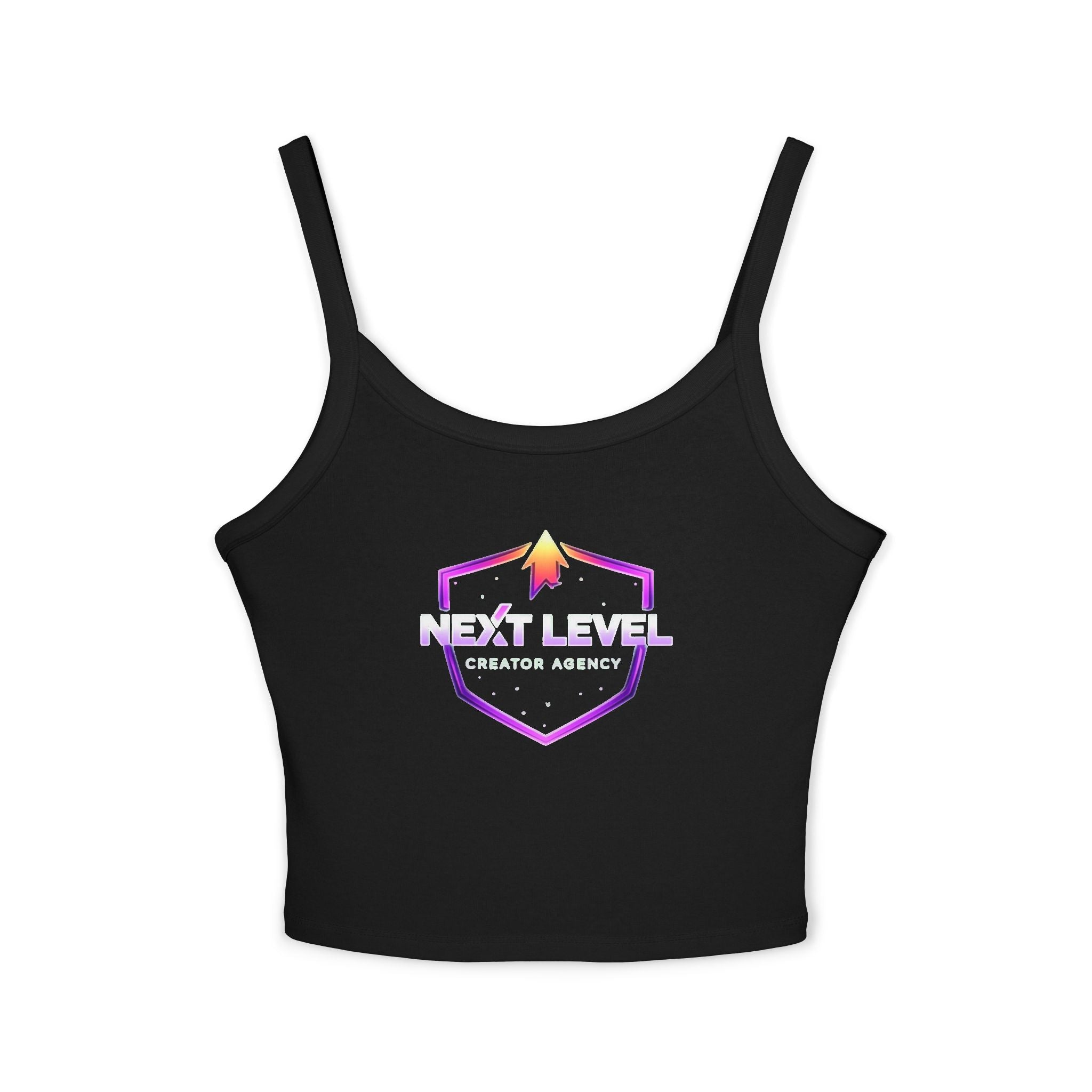Spaghetti Tank Top — "NLC" Gold Crown Playing Card Logo Crop