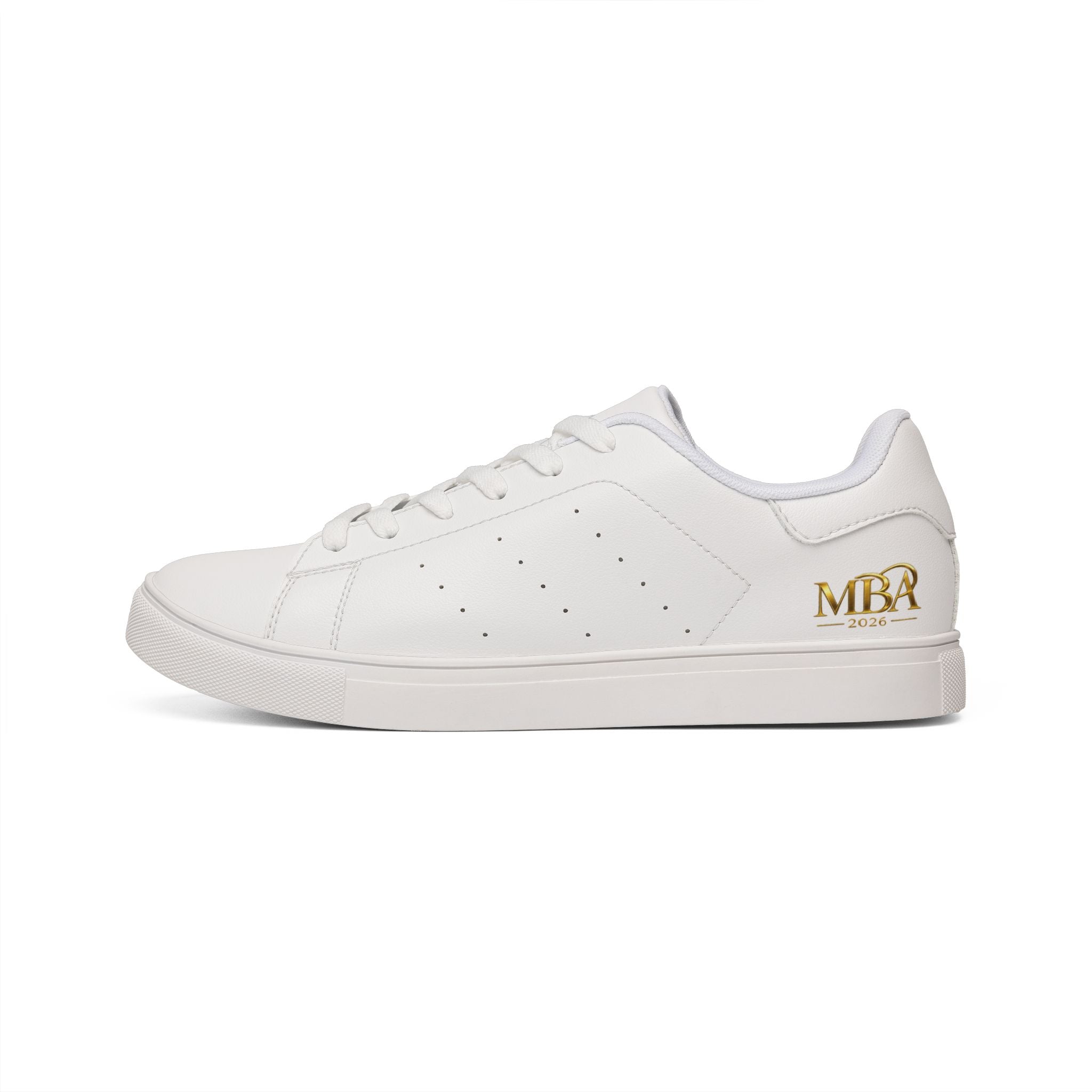 Classic White Leather Sneakers — Men's Low-Top Casual Trainers