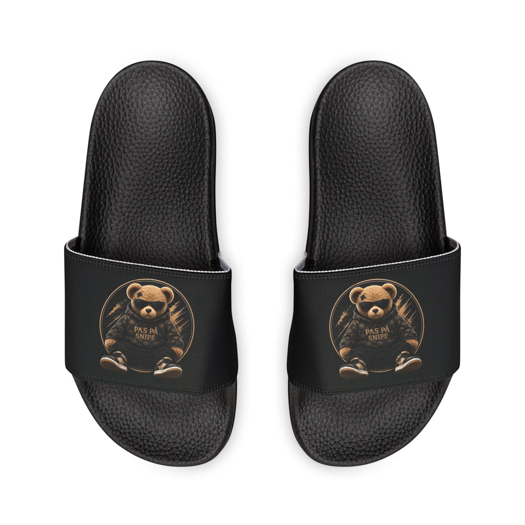 Bear Graphic Slide Sandals — Men’s Removable‑Strap Casual Slides