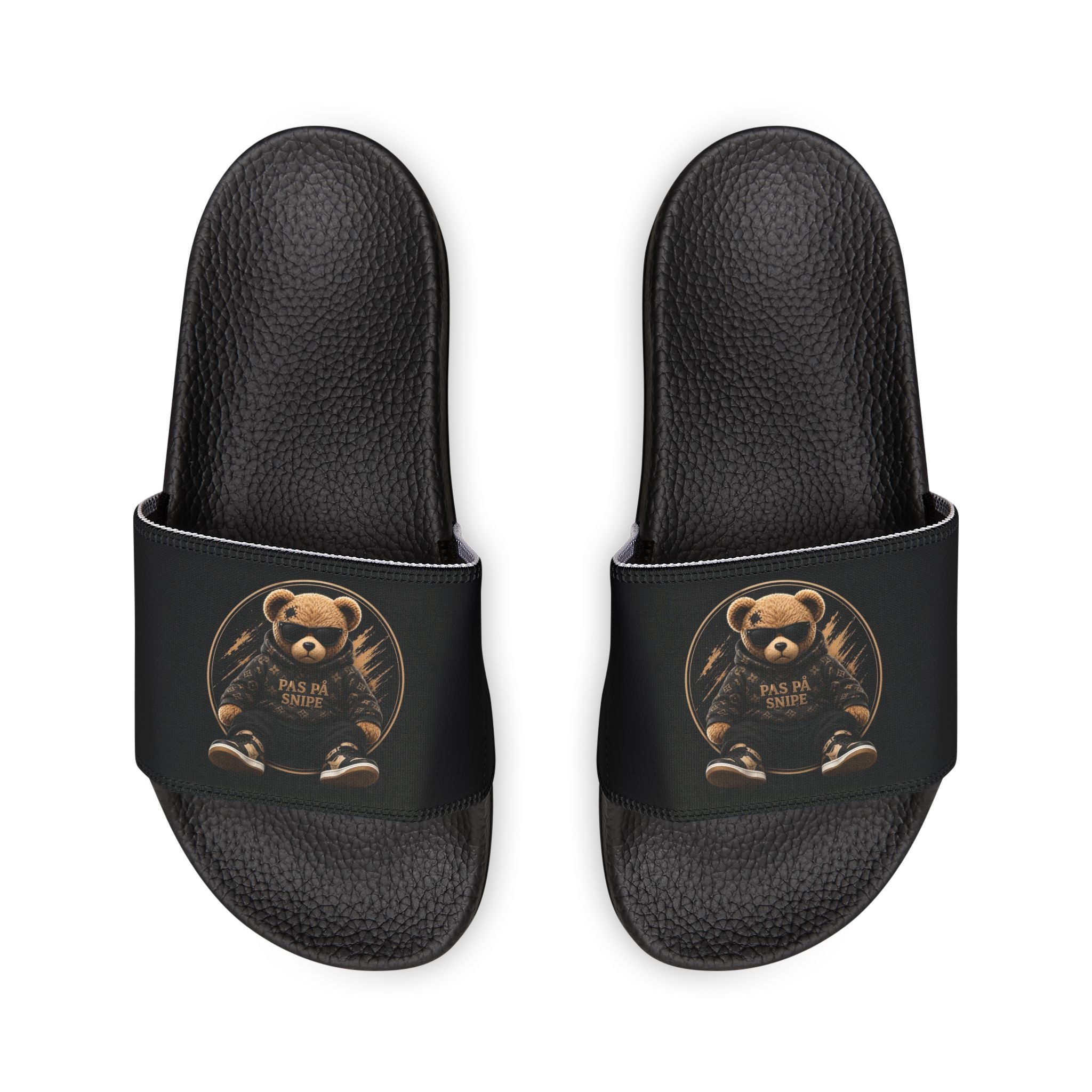 Bear Graphic Slide Sandals — Men’s Removable‑Strap Casual Slides