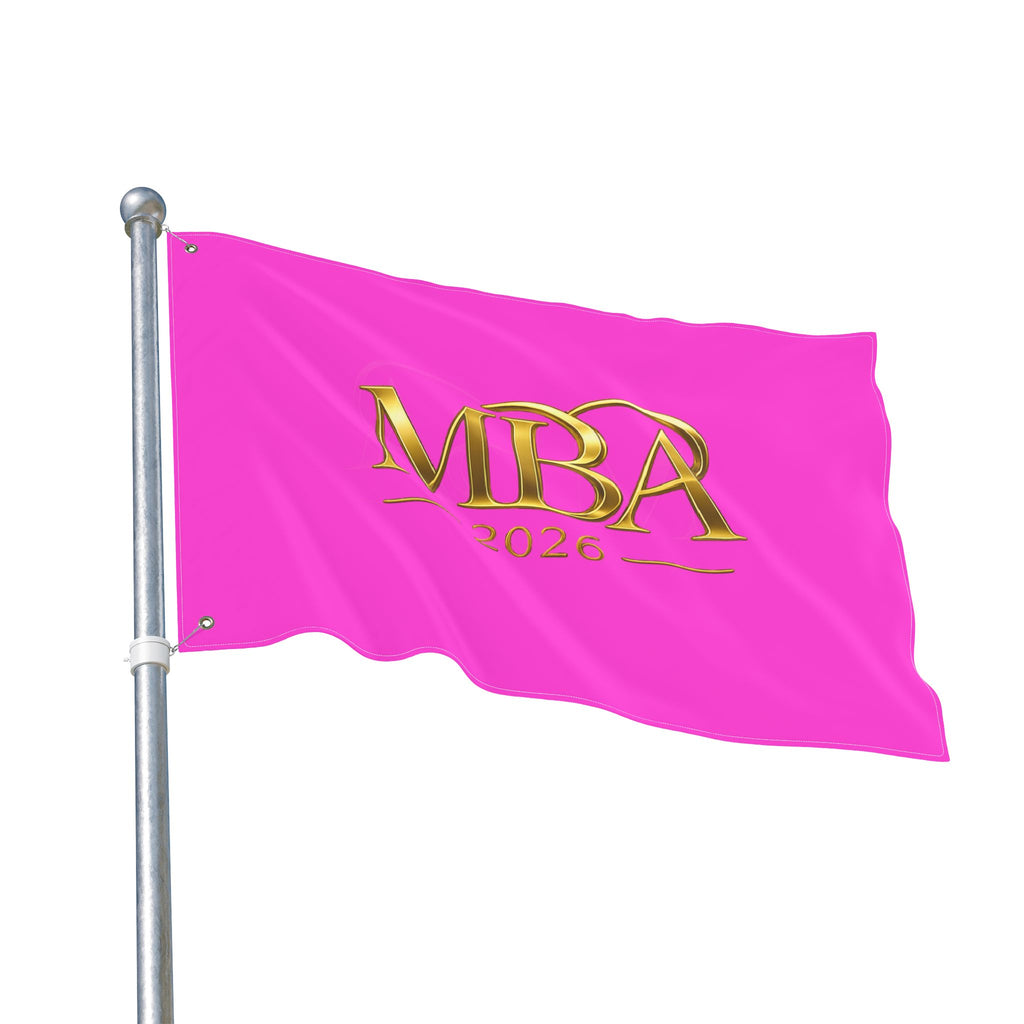 MBA 2026 Double-Sided Flag — Pink Gold Graduation Banner