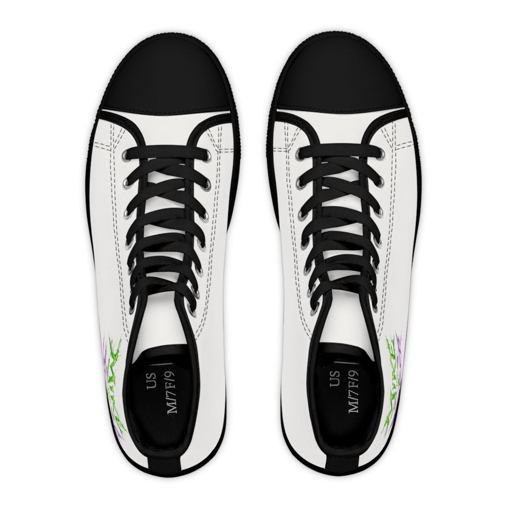 High Top Sneakers — Neon Graffiti "Make It Quicker" Women's Canvas Shoes
