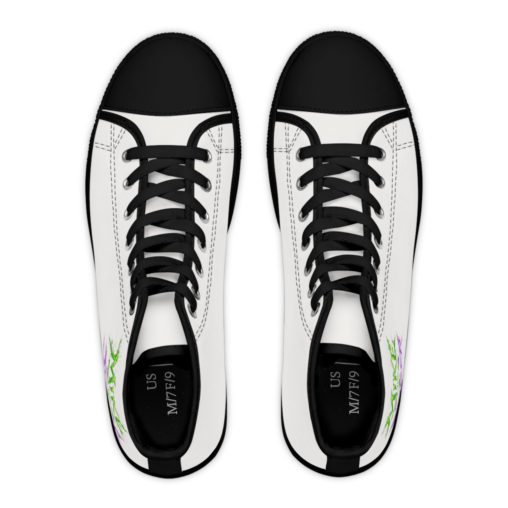 High Top Sneakers — Neon Graffiti "Make It Quicker" Women's Canvas Shoes