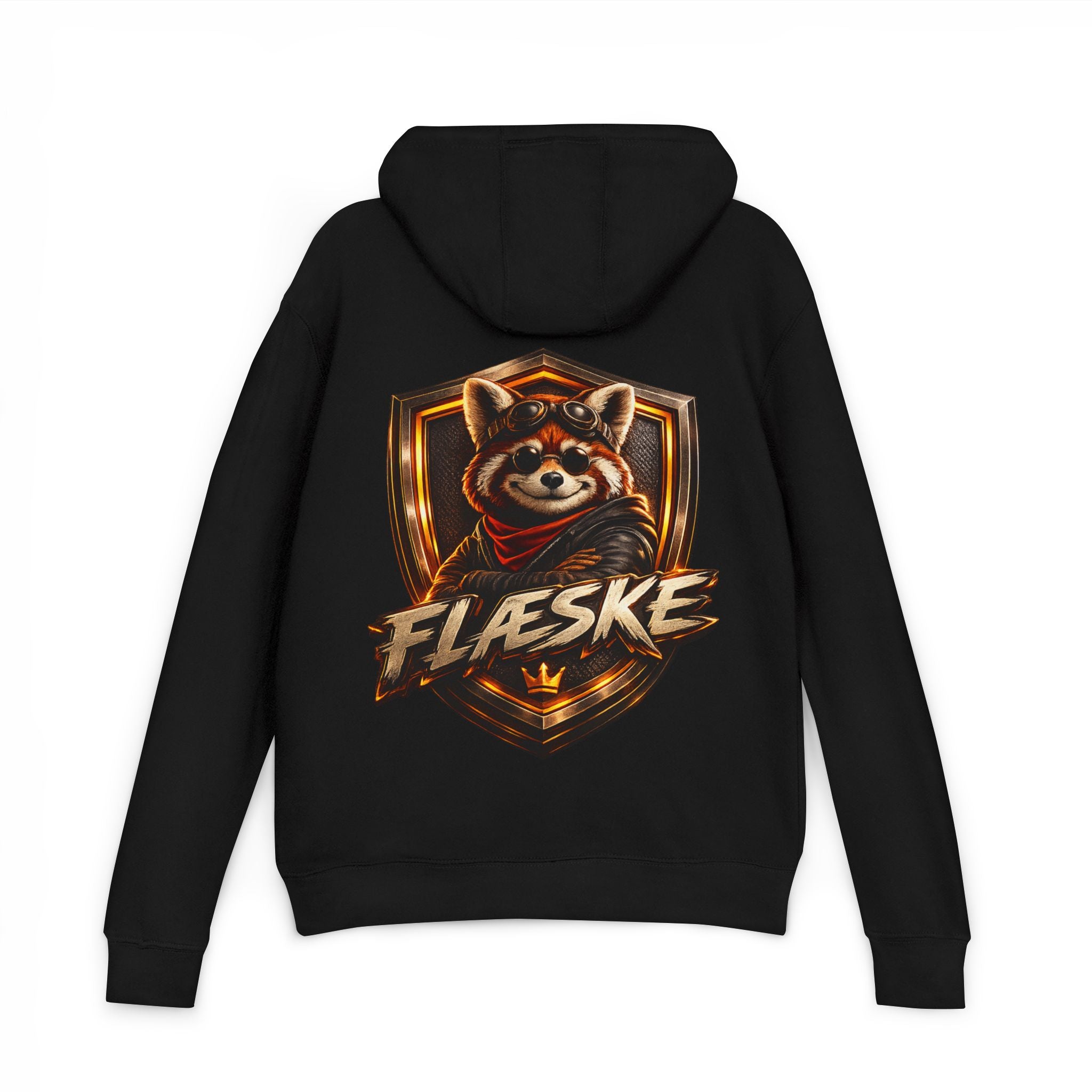 Raccoon Crest Hoodie — "Flæske" Gamer Logo Pullover
