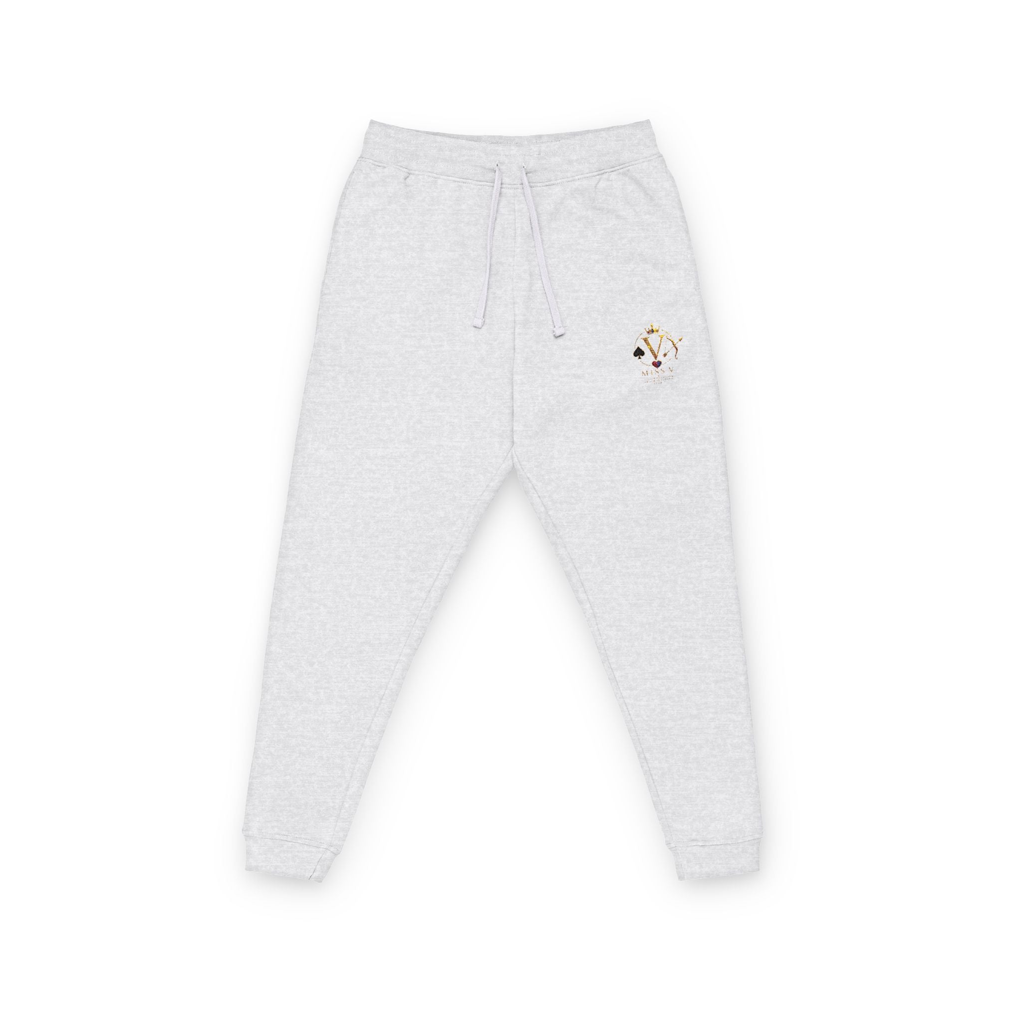 Miss V Embroidered Gold Rose Joggers – Cozy Fleece Sweatpants
