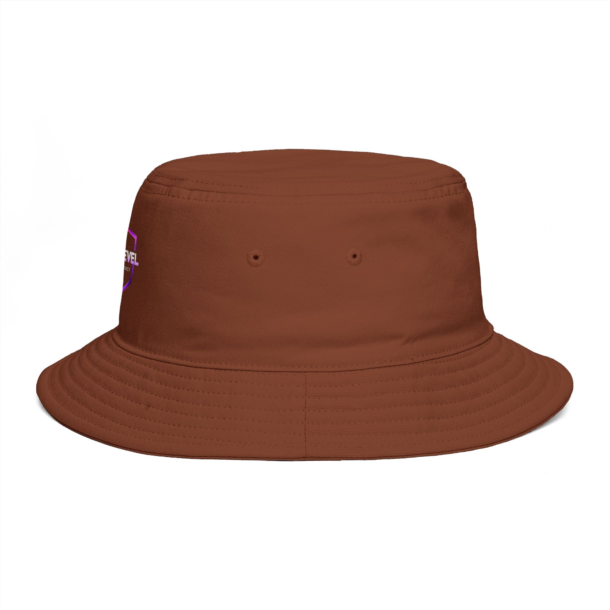 Next Level Creation Agency Brown Bucket Hat — Logo Embroidered Streetwear