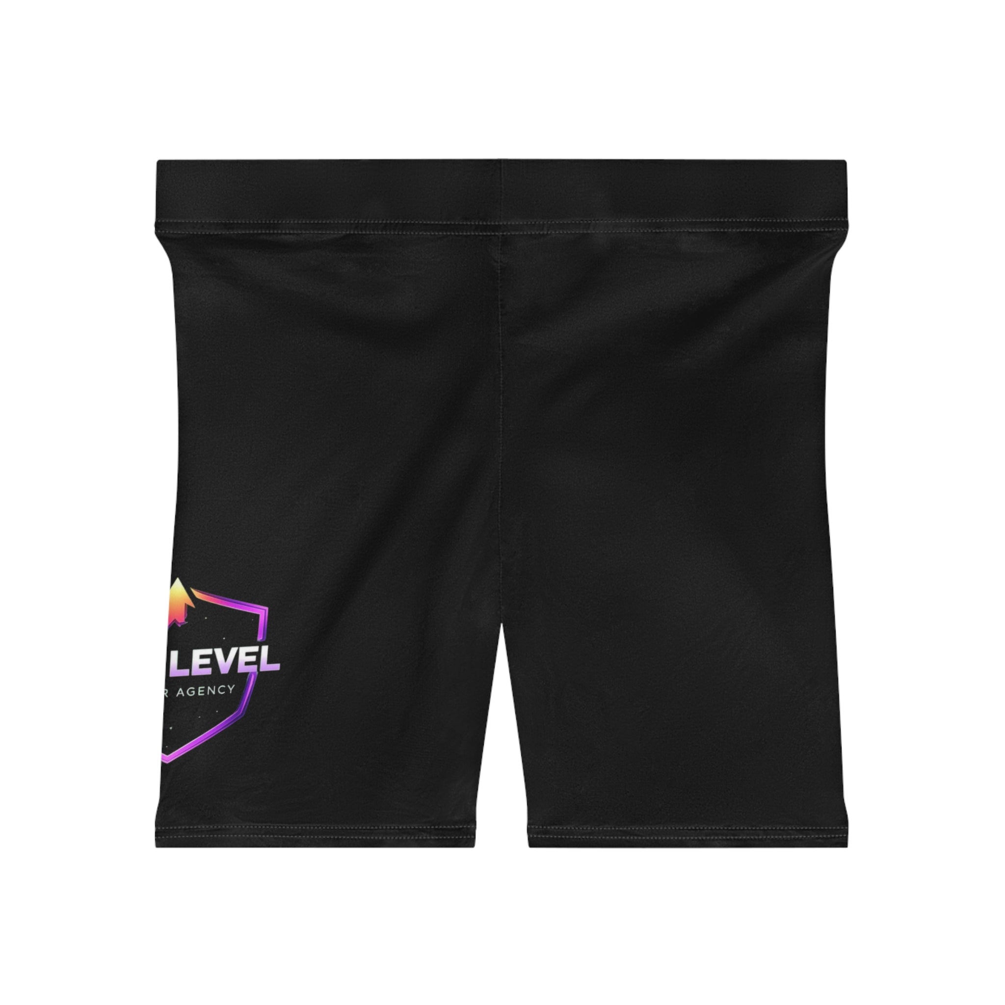 Next Level Logo Women's Biker Shorts — Black Athletic Cycling Shorts