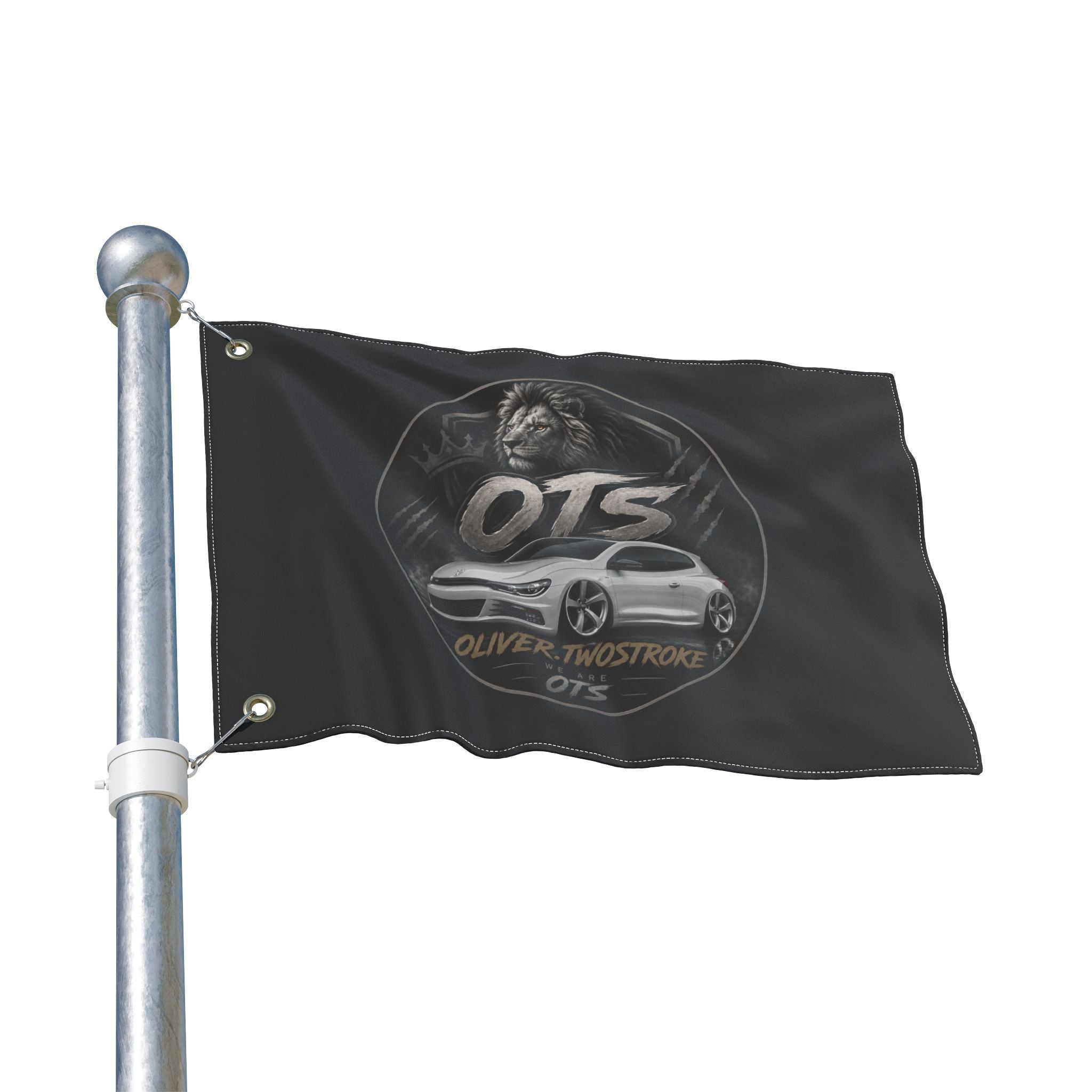 Double-Sided Flag – OTS Lion Car Logo (Oliver.Twostroke)