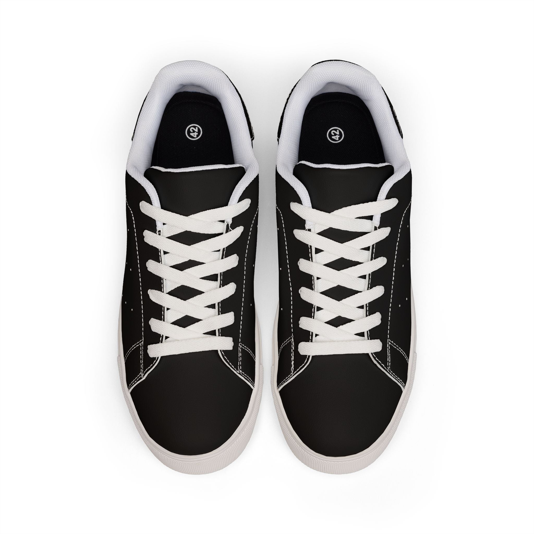 Men's Low-Top Leather Sneakers — Classic Black Casual Trainers