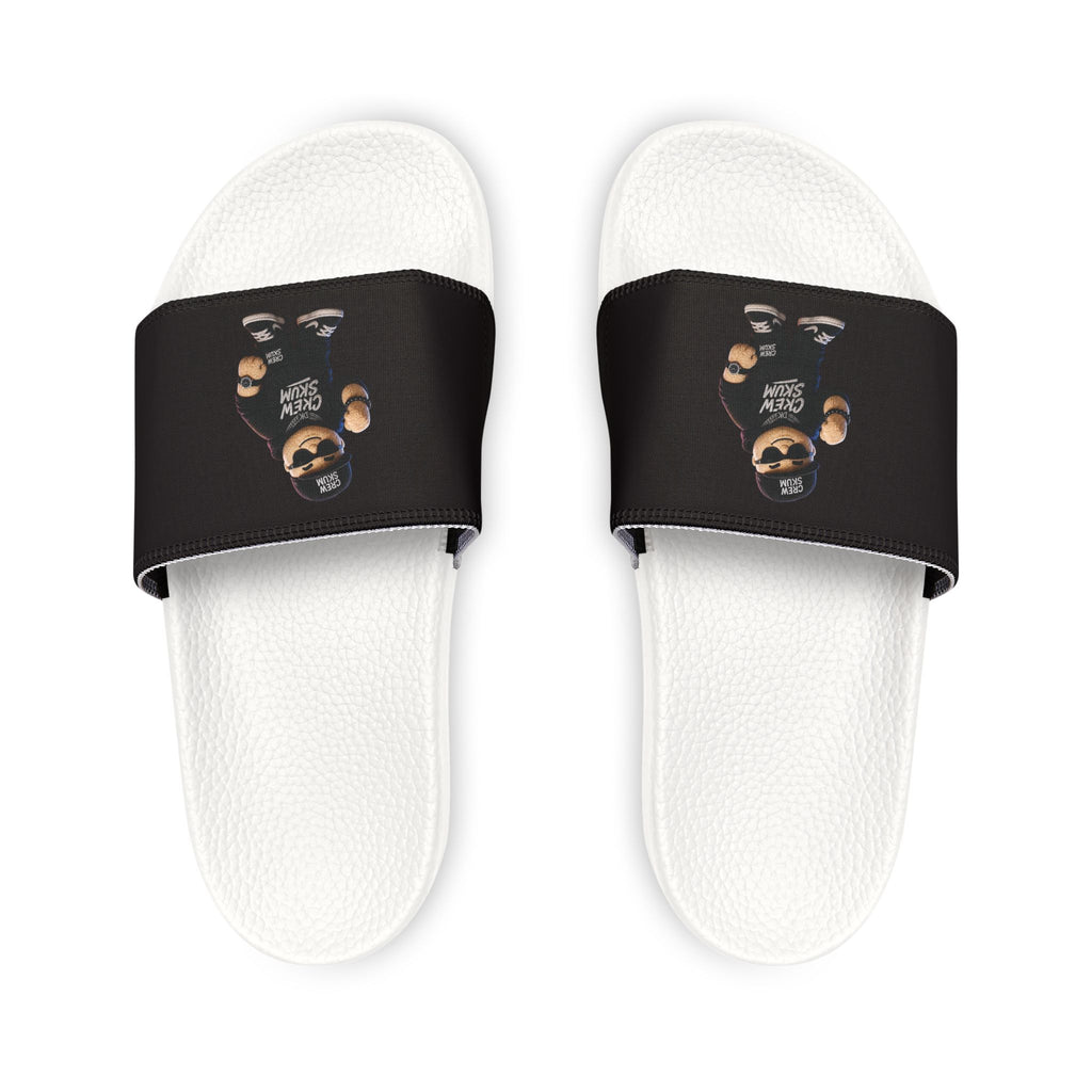 Men's Removable-Strap Slides — Black Bear Paw Graphic Pool & Casual Sandals