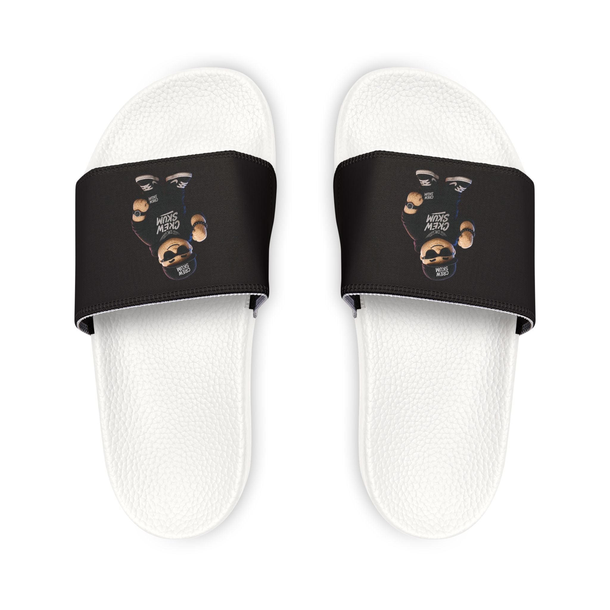 Men's Removable-Strap Slides — Black Bear Paw Graphic Pool & Casual Sandals