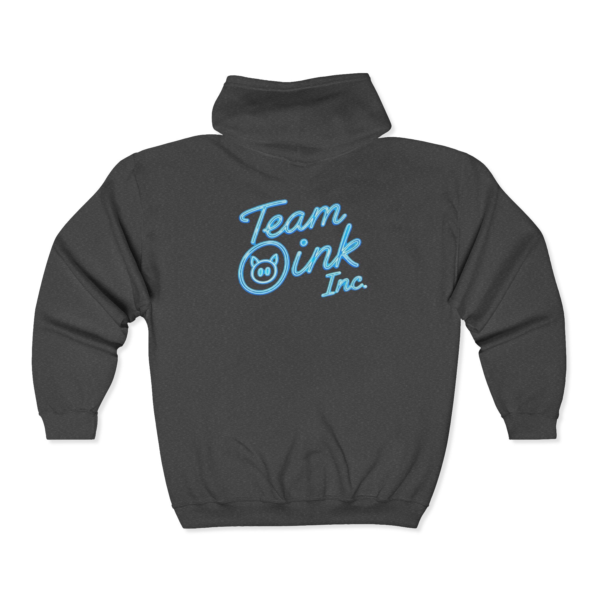 Team Ink Inc. Full-Zip Hoodie — Retro Script Logo Zip-Up Sweatshirt