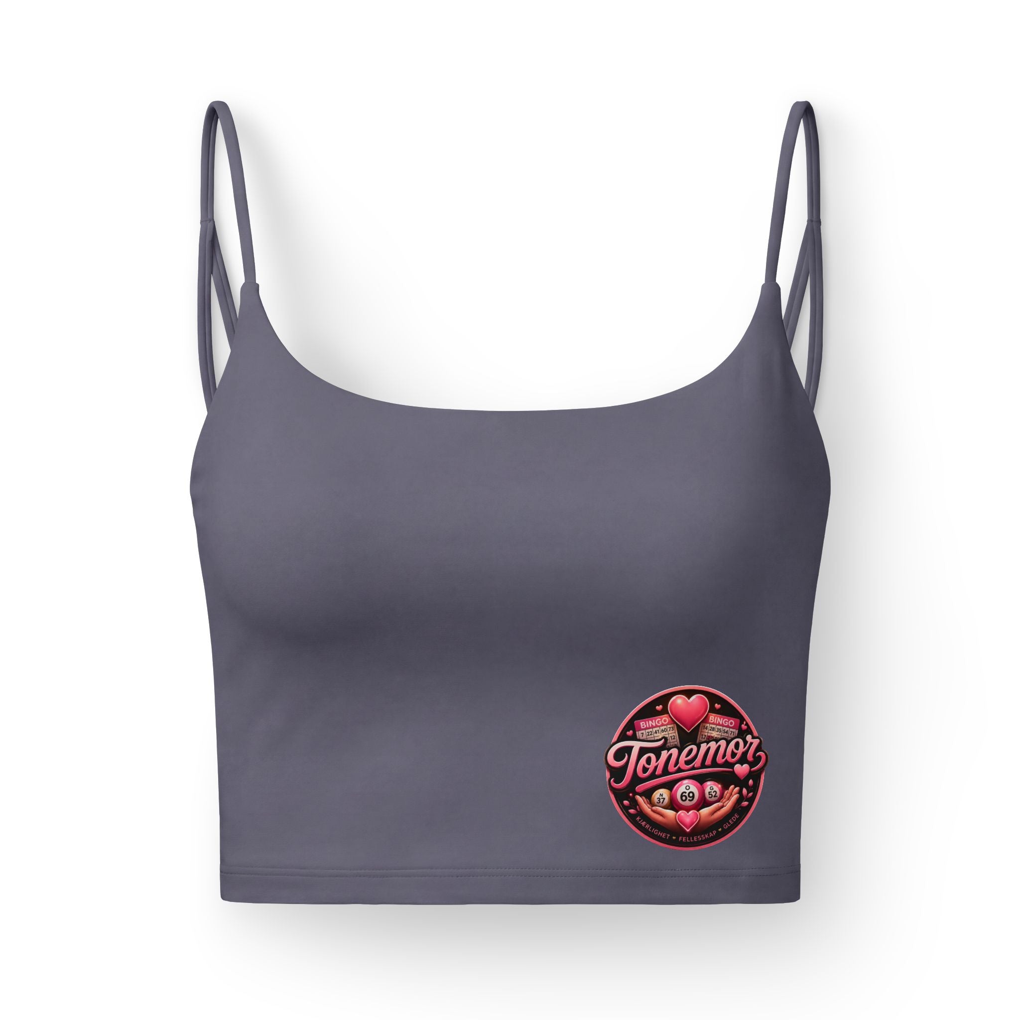 Luxe Women's Crop Bra — 'Tenemos Amor' Heart Emblem
