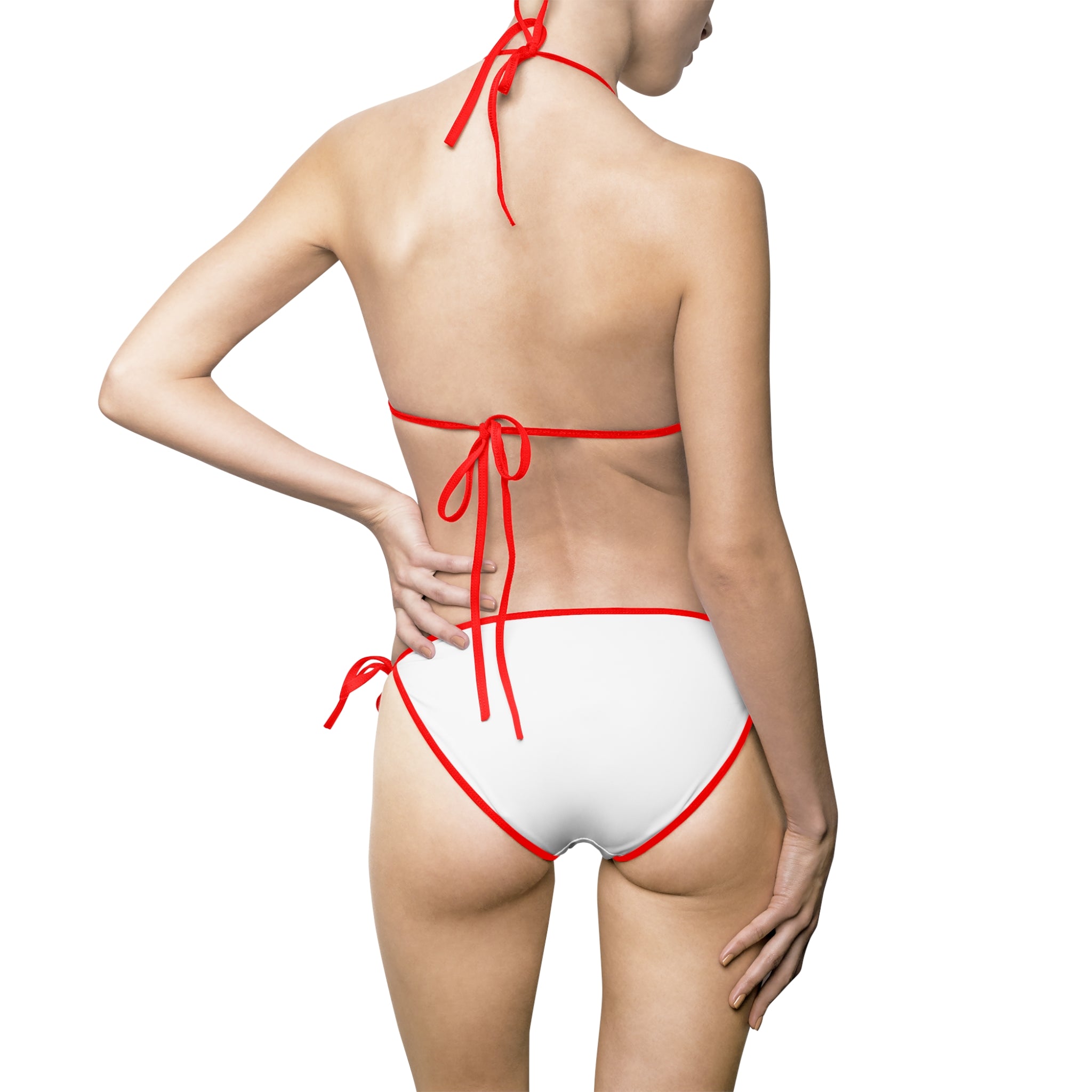 White Triangle Bikini Swimsuit with Colorful Smiley Accent