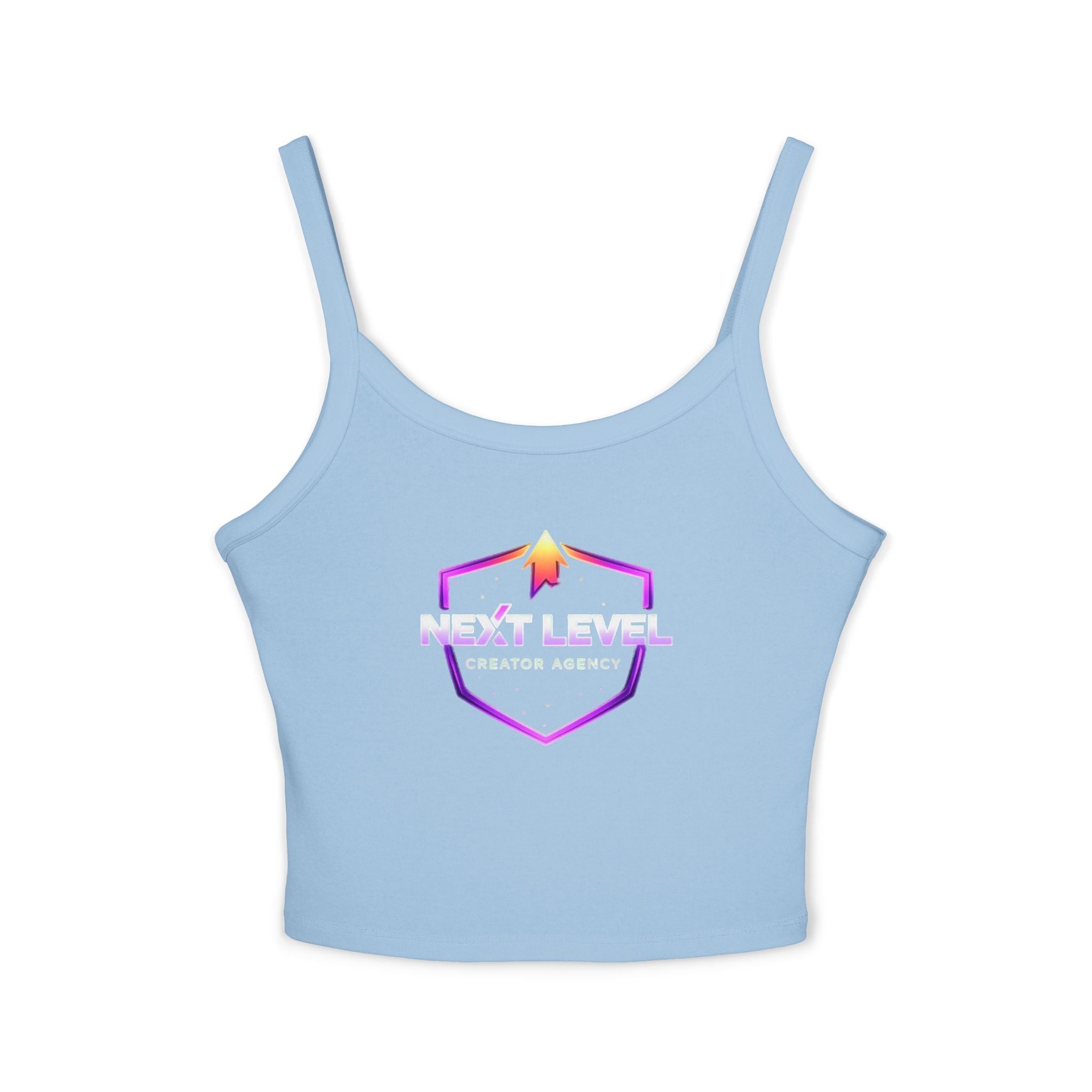 Spaghetti Tank Top — "NLC" Gold Crown Playing Card Logo Crop