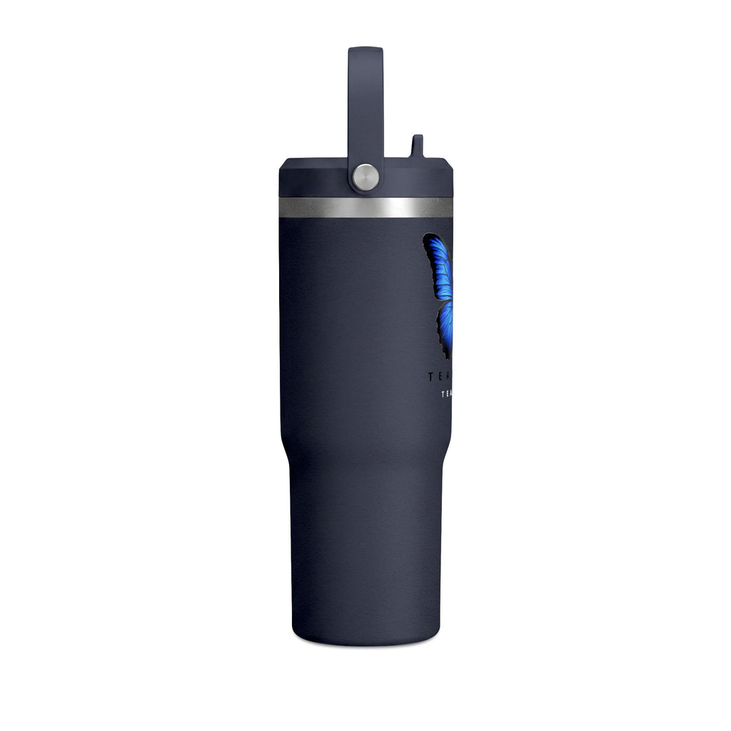 Butterfly Nomad Tumbler 32oz — Insulated Travel Mug with Blue Monarch Design
