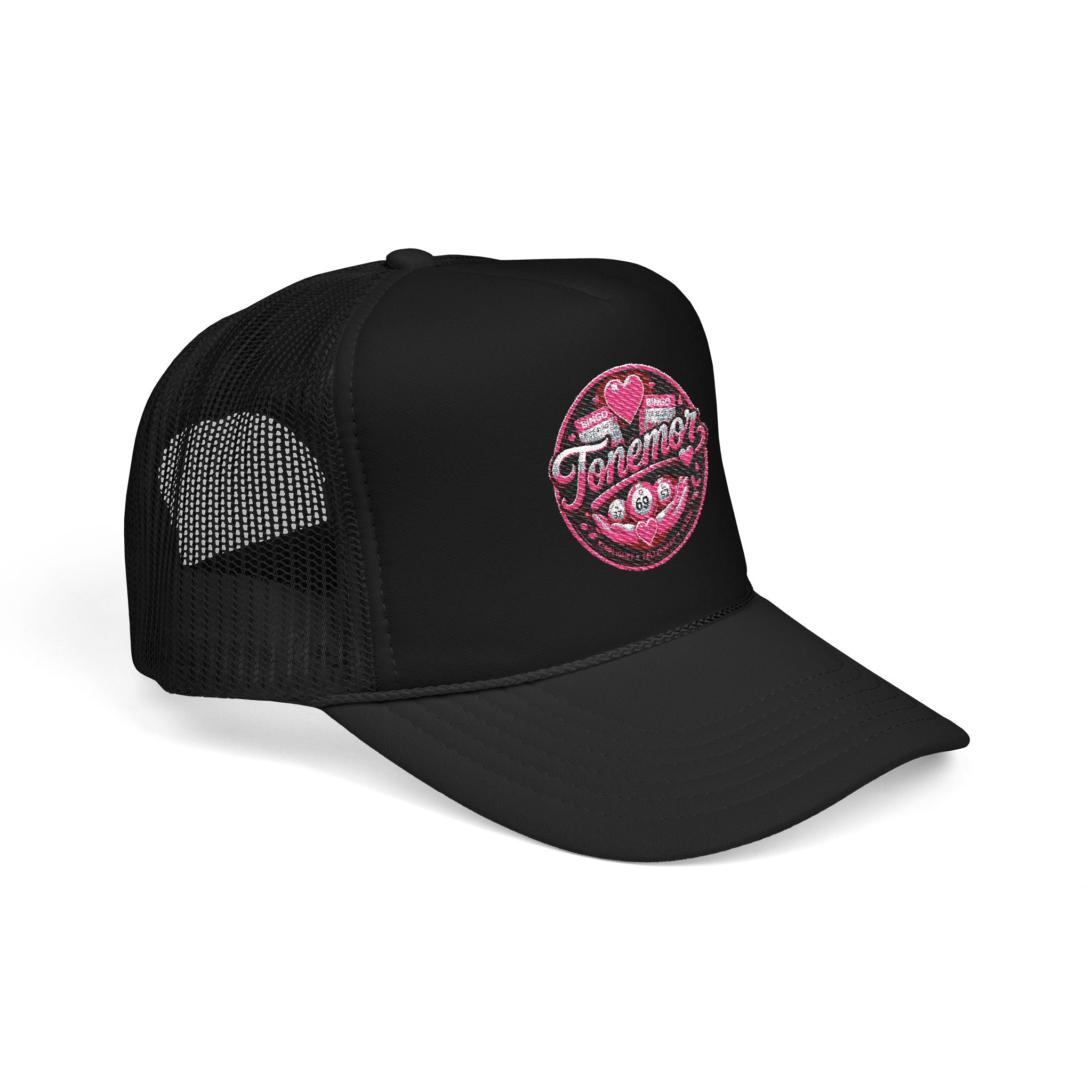 Foam Trucker Hat — Pink Glitter "Tenerme" Heart Patch Cap