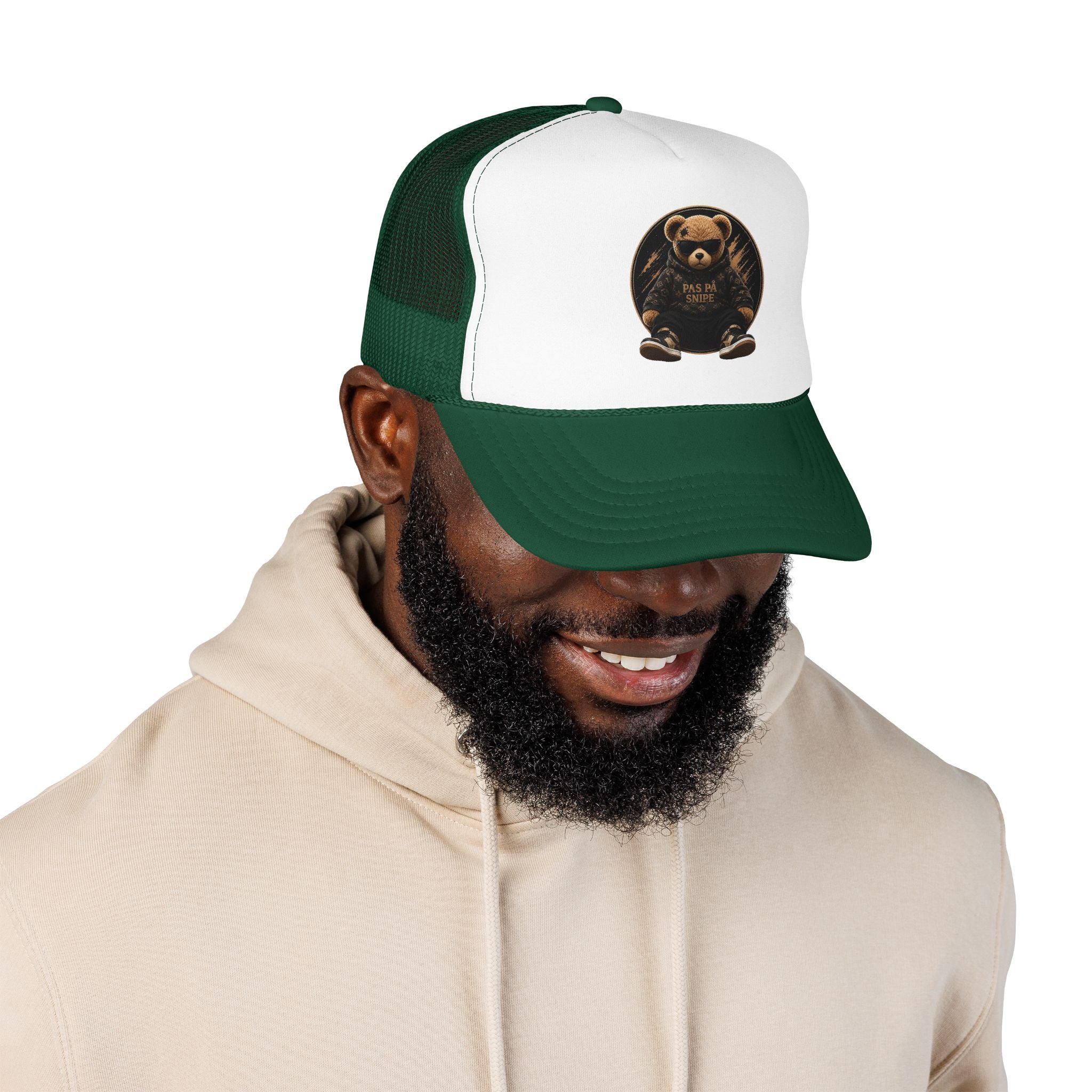 Teddy Bear Trucker Hat — Vintage "Pas de Panier" Patch Cap