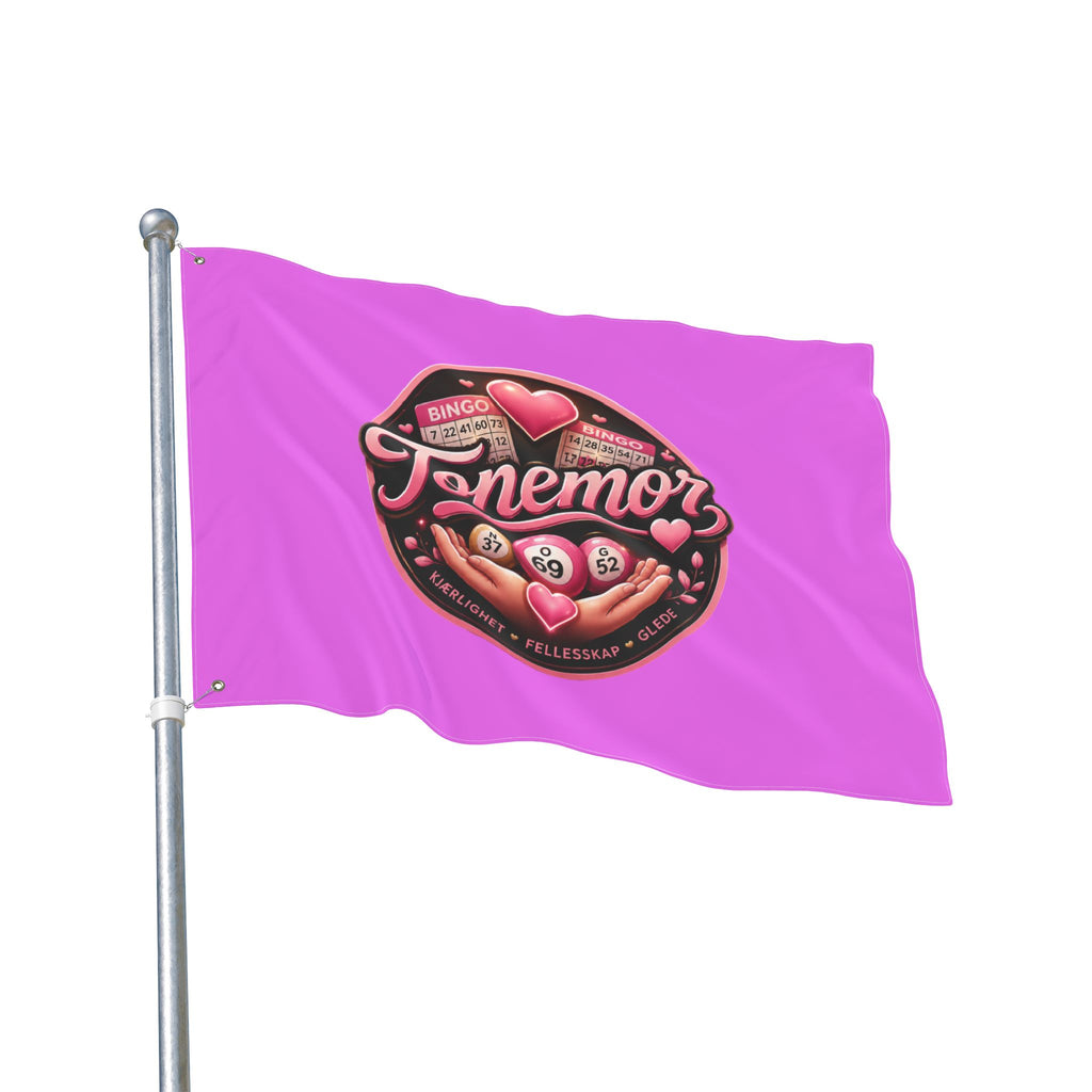 Tonemor Bingo Hearts Flag — Double-Sided Pink Decorative Flag