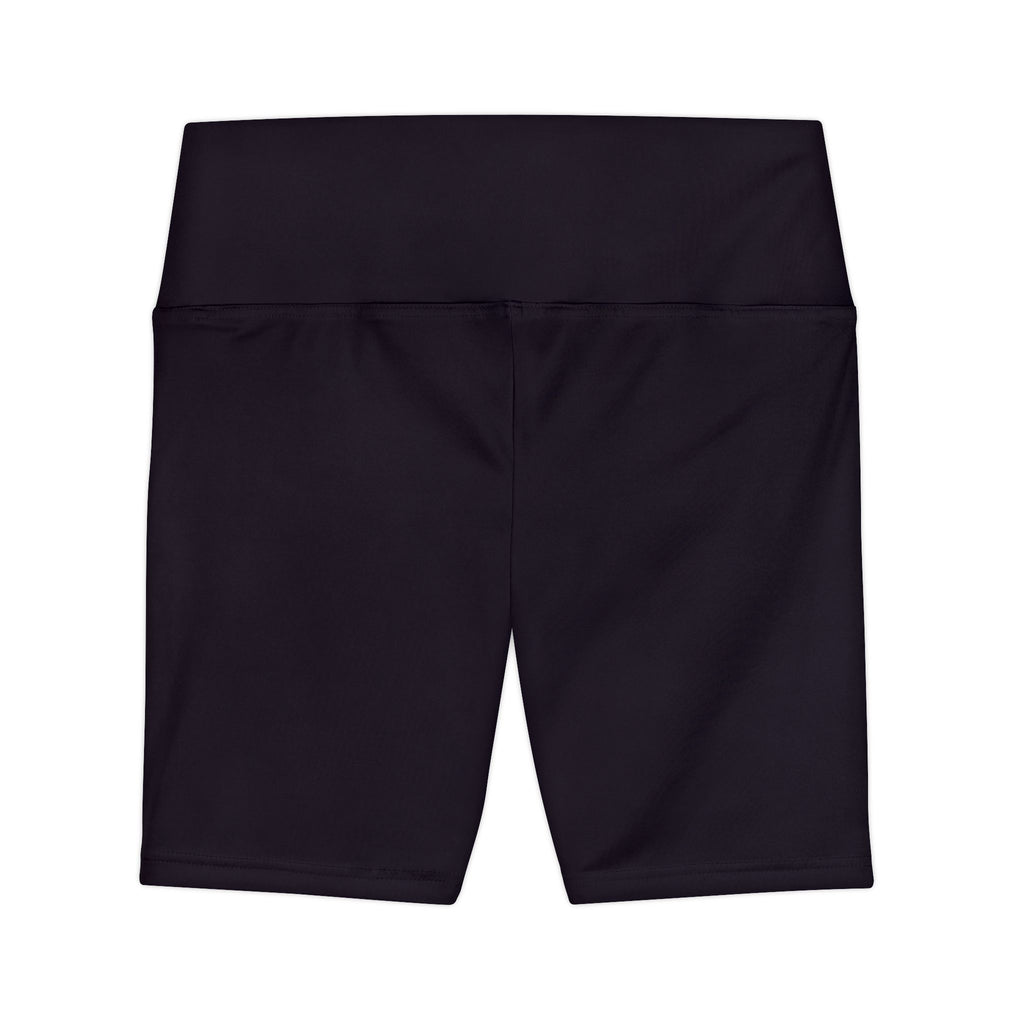 NLC White Yoga Bike Shorts with Minimal Crown Logo — Women's Workout Shorts