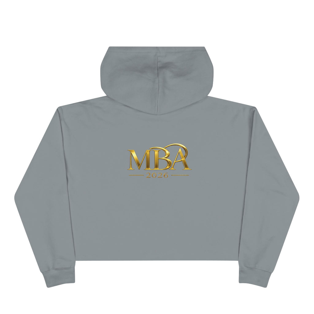 MBA 2026 Cropped Hoodie — Gold Logo Fashion Crop Hoodie