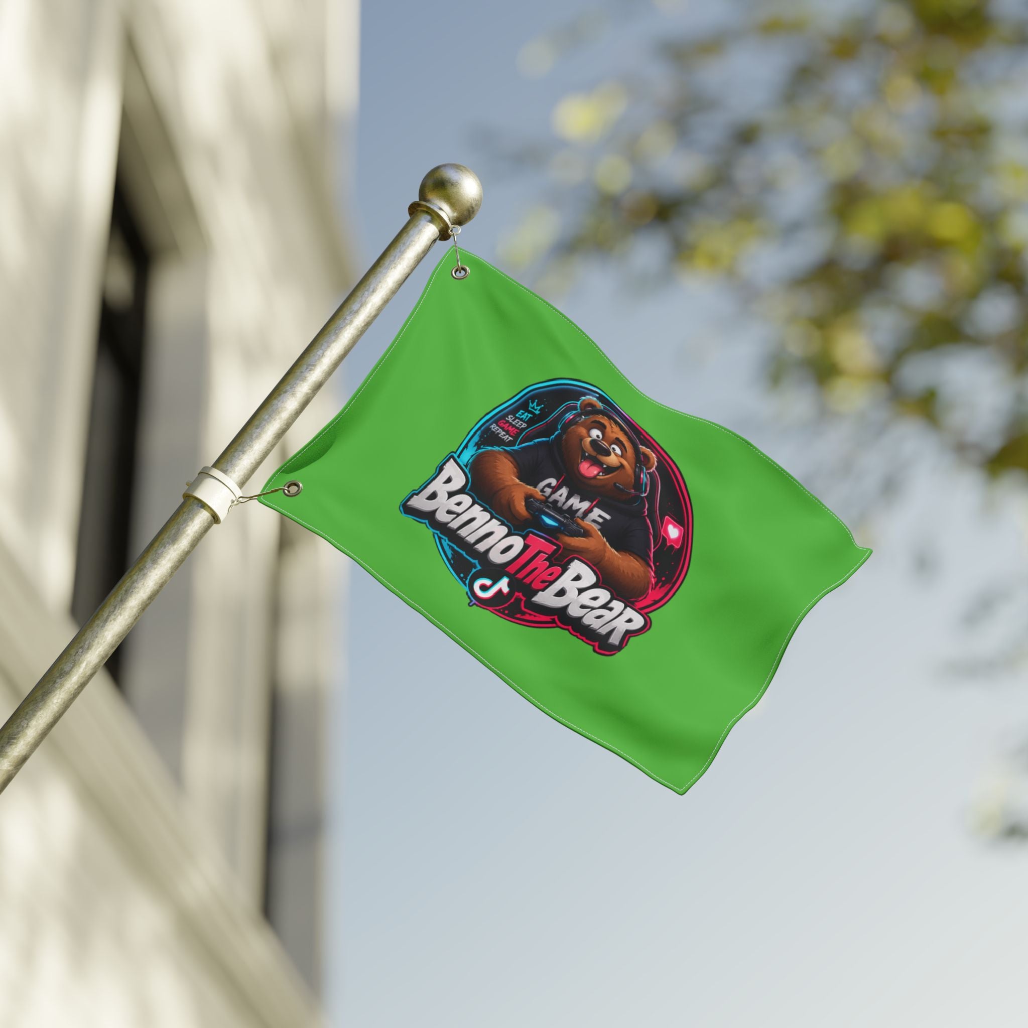 Benno The Bear Gaming Flag — Double-Sided Gamers Banner