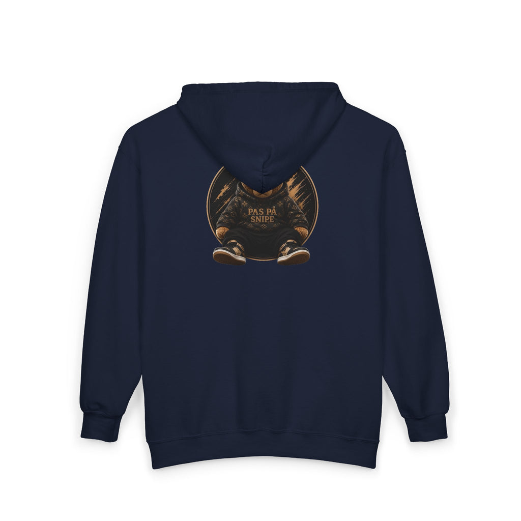 Bear Protector Zip Hoodie — 'Pas de Venin' Vintage Teddy Graphic