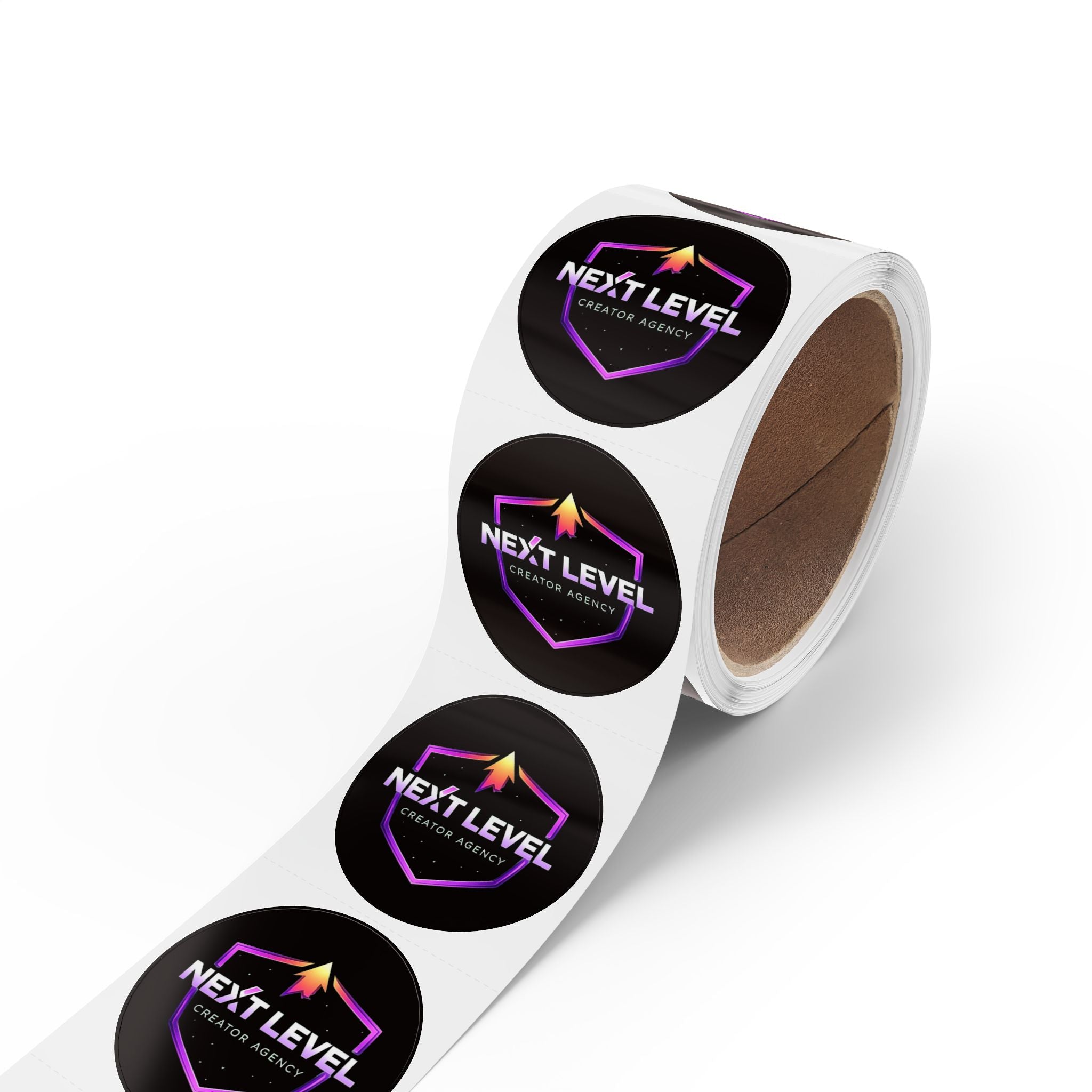 Next Level Round Sticker Labels – Branded Logo Sticker Rolls for Packaging & Promotions