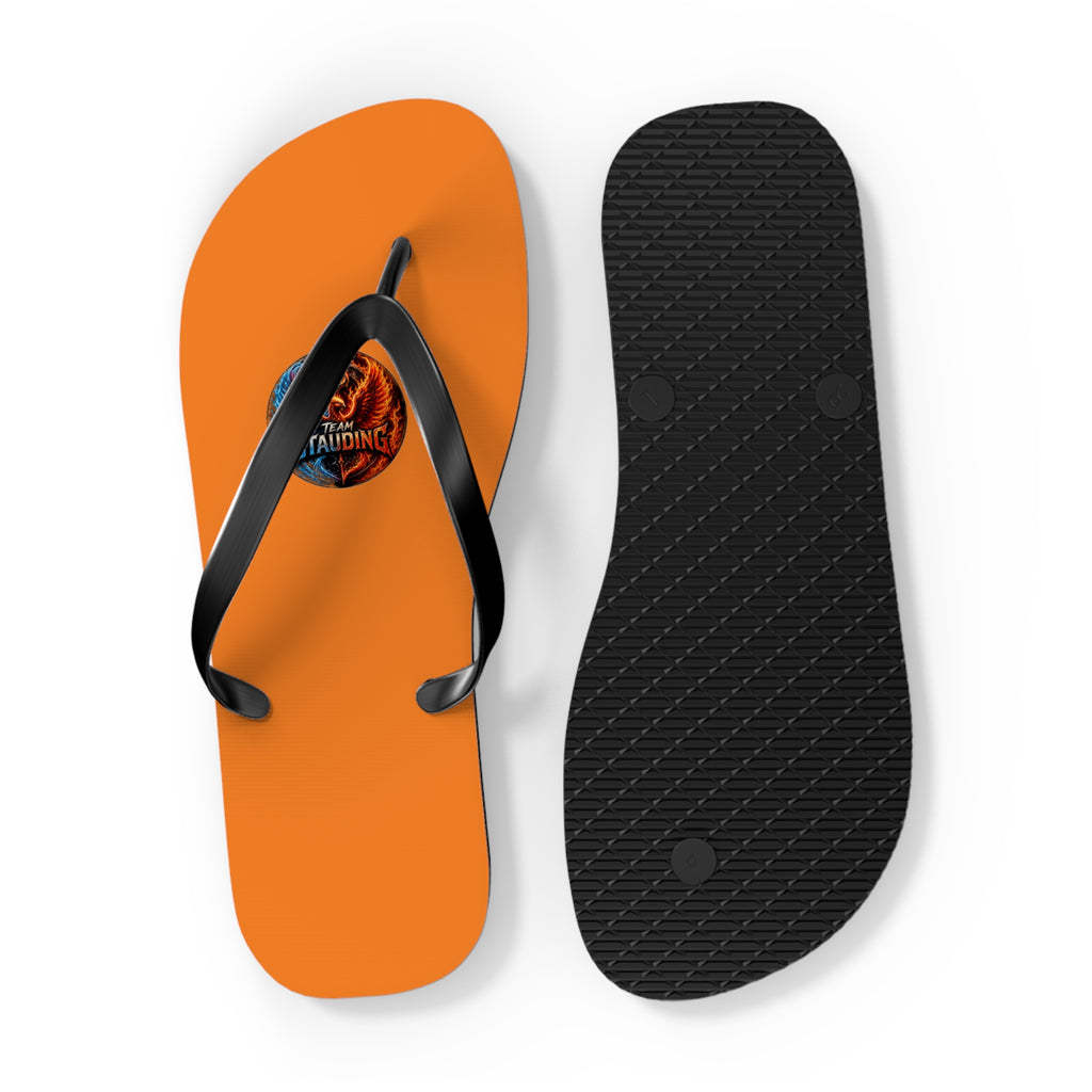 Orange Flip Flops with Small Tribal Sun Accent – Summer Beach Sandals