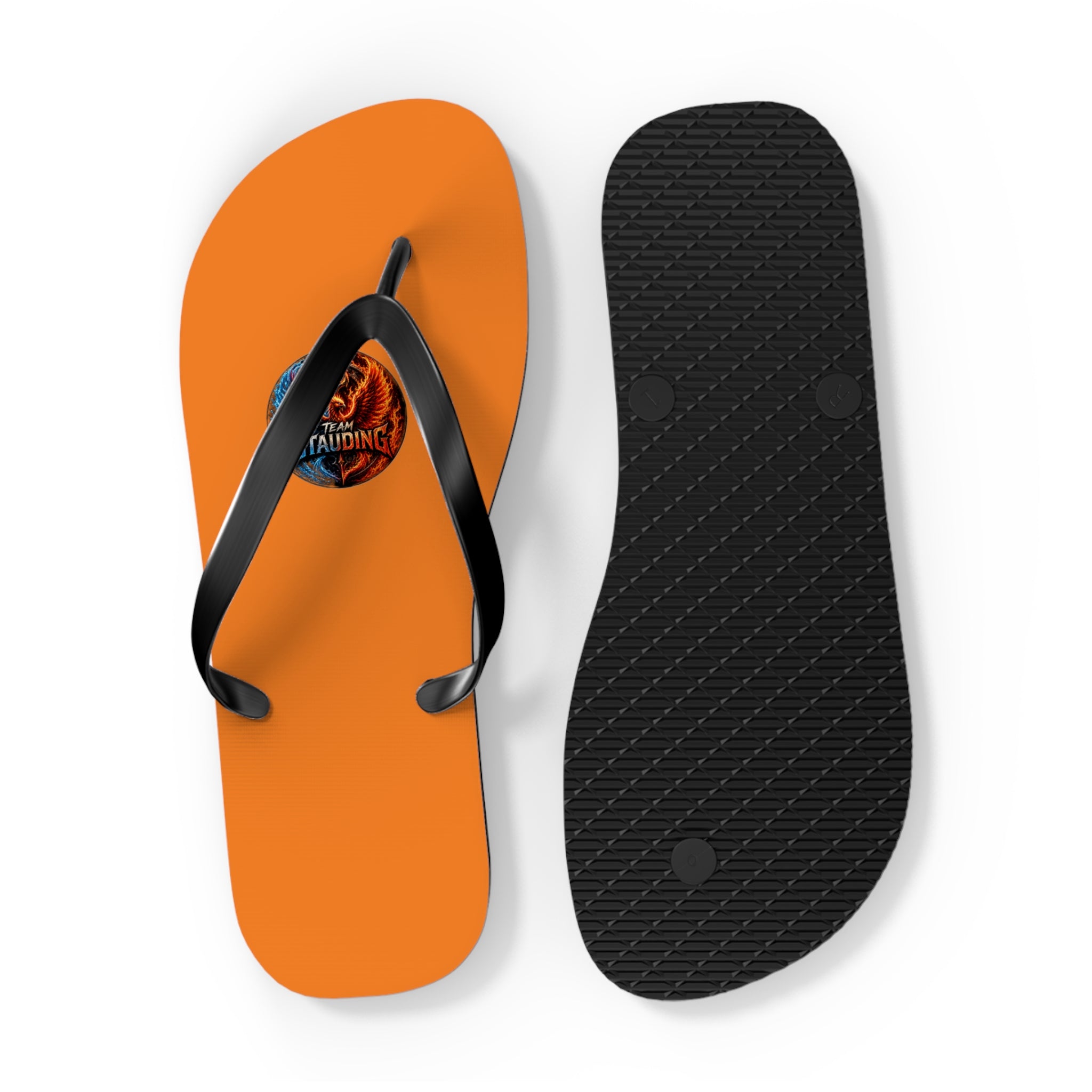 Orange Flip Flops with Small Tribal Sun Accent – Summer Beach Sandals