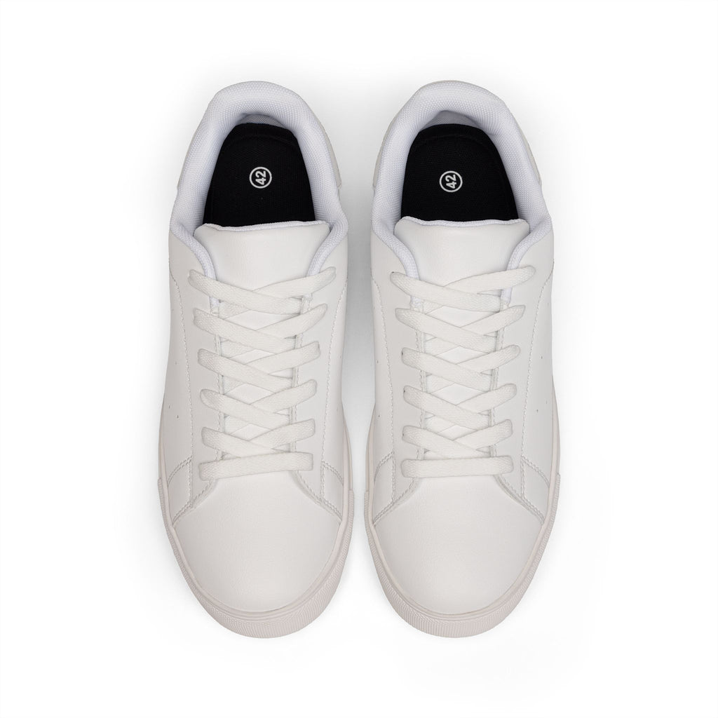 White Leather Low-Top Sneakers — Minimal Casual Men's Shoes