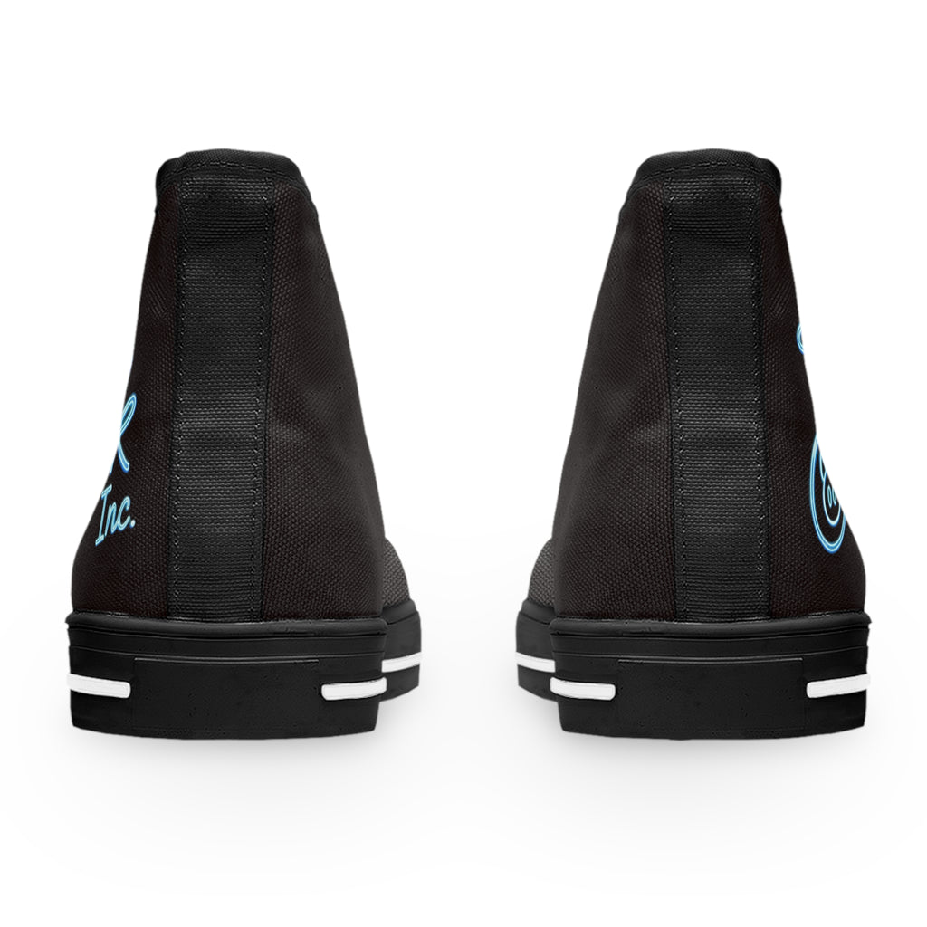 Women's High Top Sneakers — Retro Black Canvas with 'Team Pink Inc.' Script
