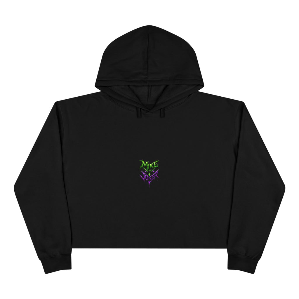 Crop Hoodie — 'Mixe Joker' Minimal Front / Bold Back Graphic Cropped Hoodie