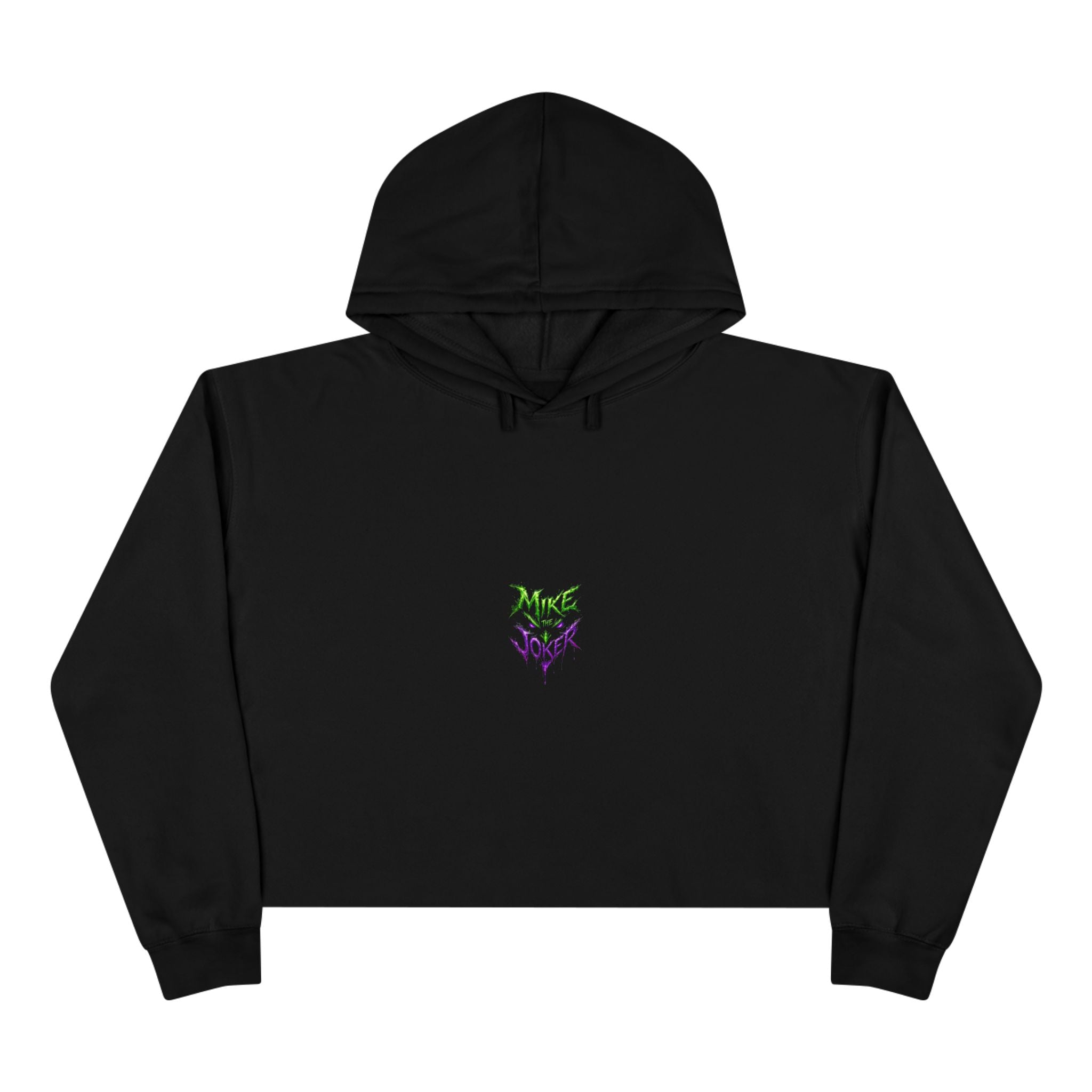 Crop Hoodie — 'Mixe Joker' Minimal Front / Bold Back Graphic Cropped Hoodie