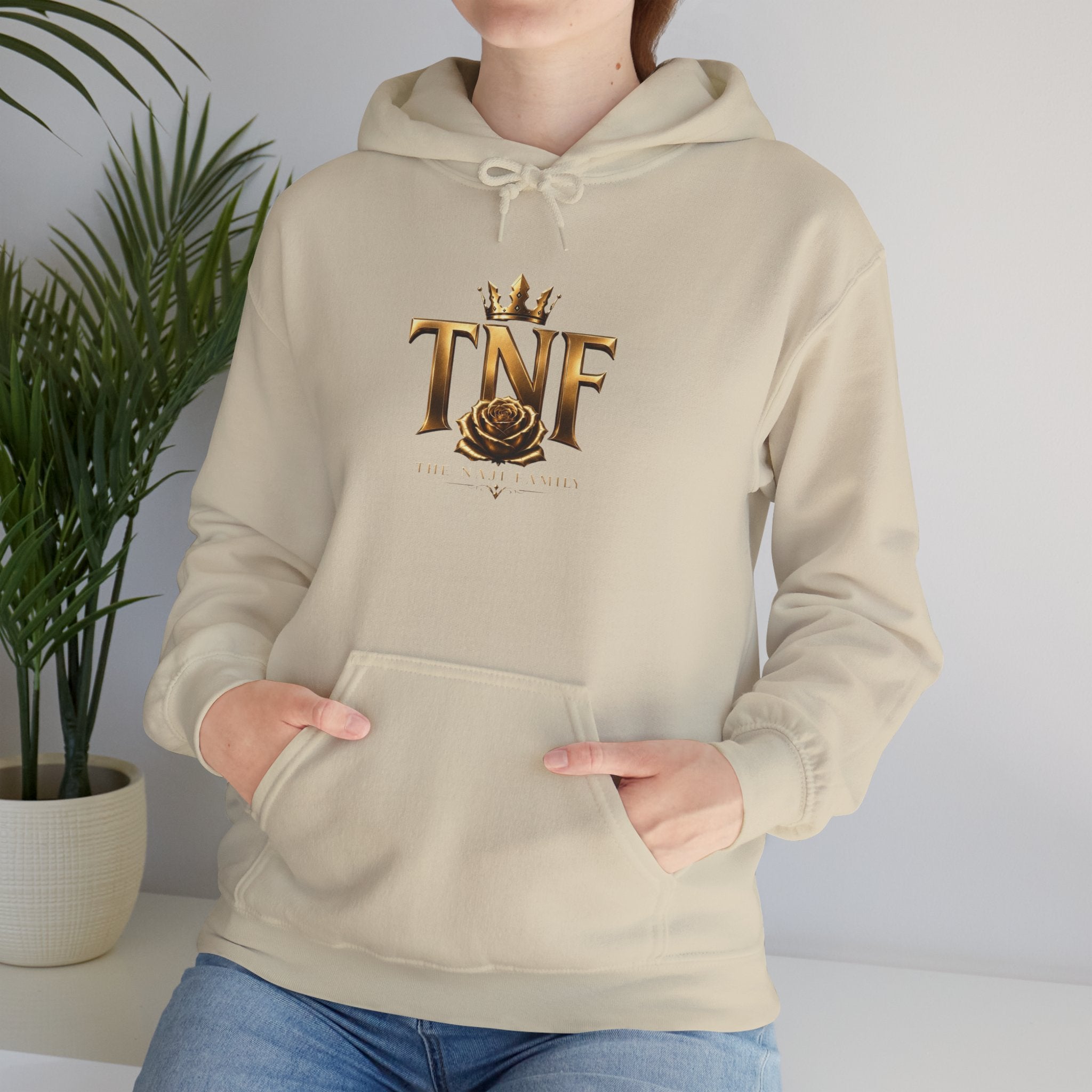 TNF Gold Rose Hoodie — Elegant Crown Logo Pullover