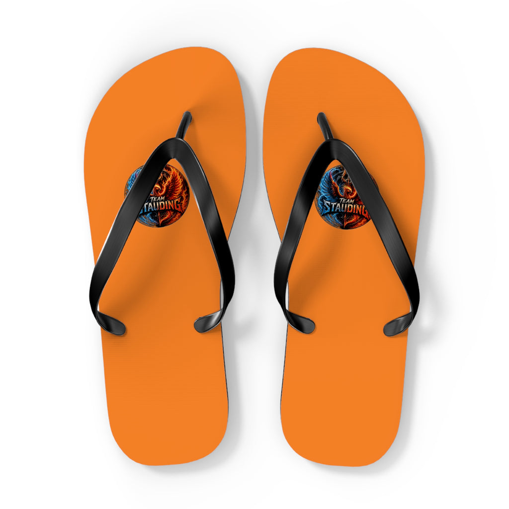 Orange Flip Flops with Small Tribal Sun Accent – Summer Beach Sandals